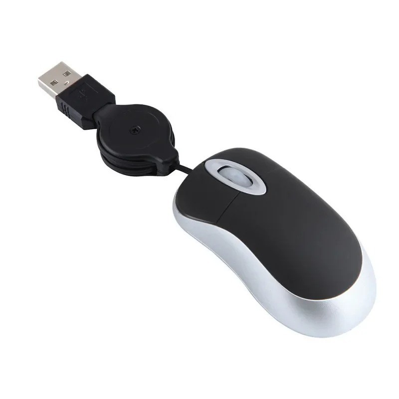 Mini Portable Wired Retractable Mouse Computer Mause Small Hand USB Optical 1000