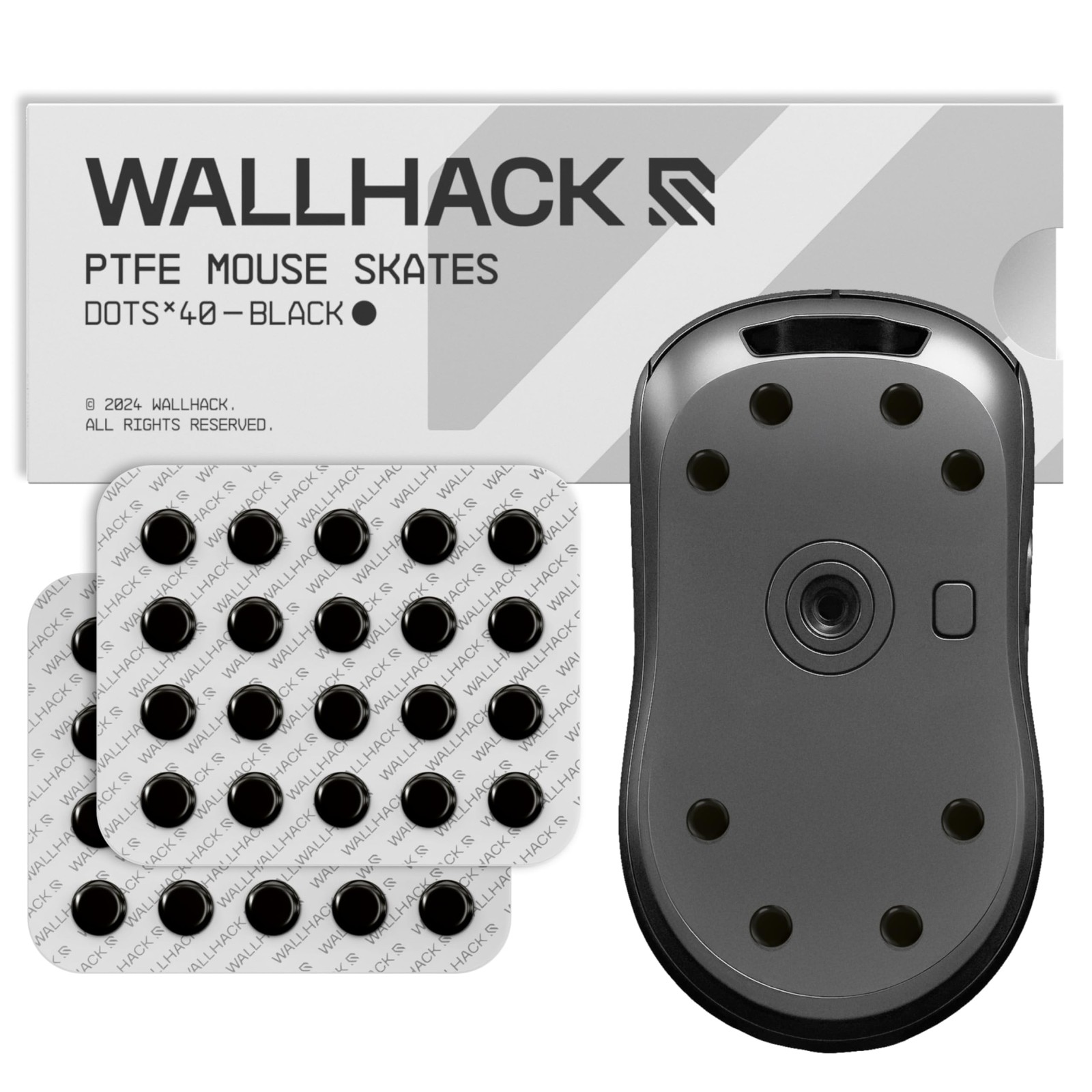 Wallhack PTFE Dot Mouse Skates | Premium - 7 x 14mm, Black -