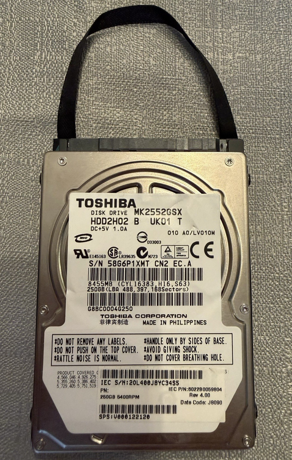 TOSHIBA MK2552GSX 250 GB 2.5" SATA 5400 RPM Hard Disk Drive laptop