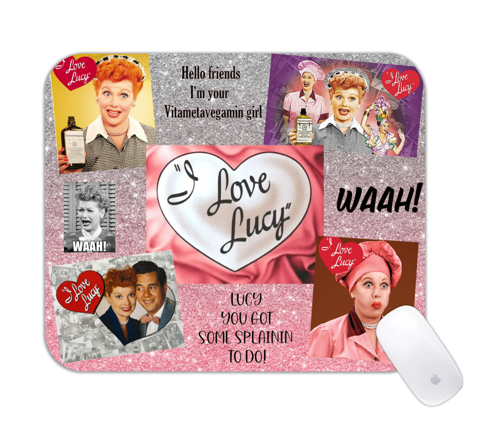 I Love Lucy Retro Cartoon Desk Mat Non-Slip Office Gaming Pad