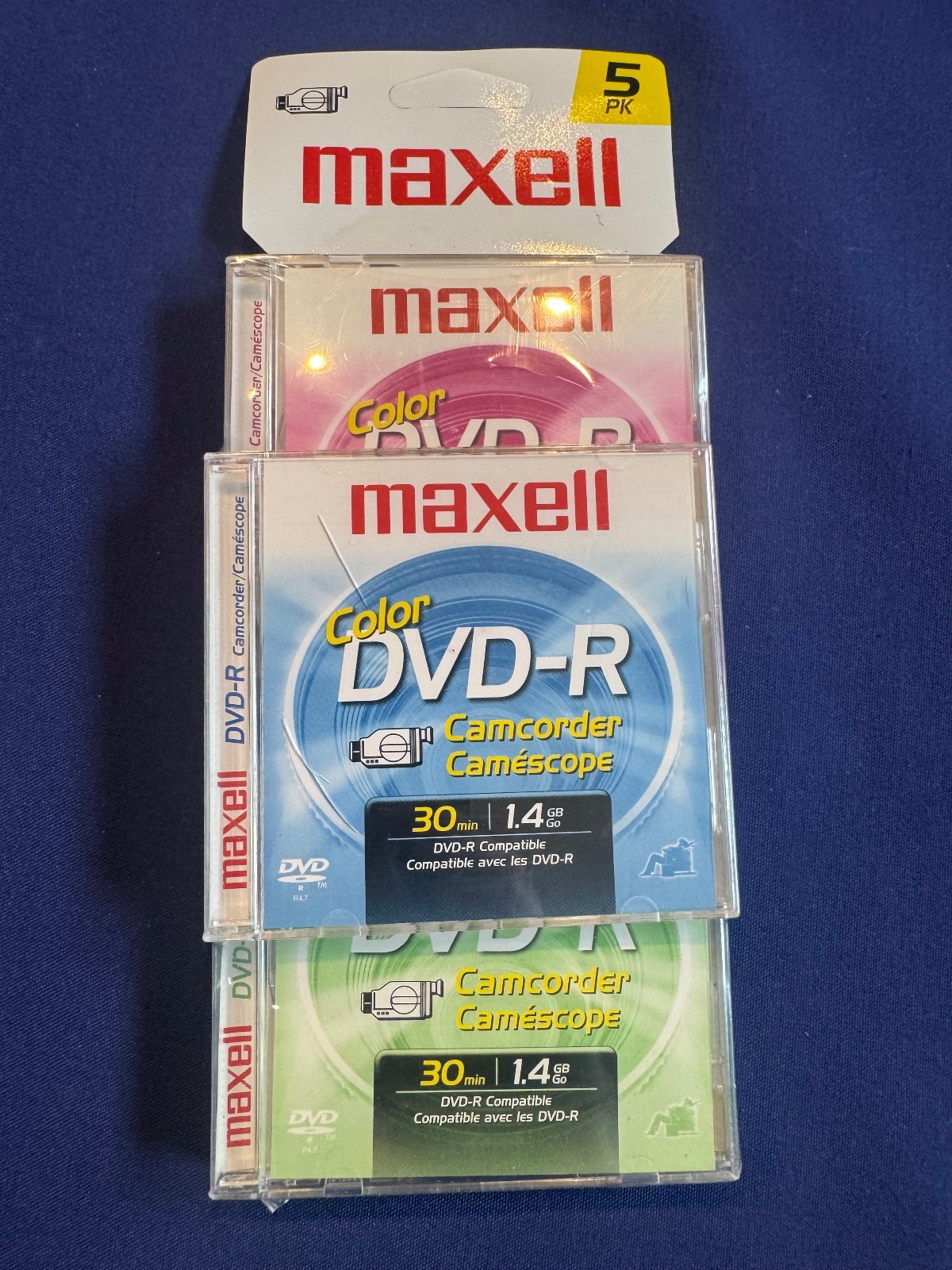 Maxell 5-Pack Mini Color DVD-R Camcorder Media Gamescope 1.4 GB 30-Minute • New
