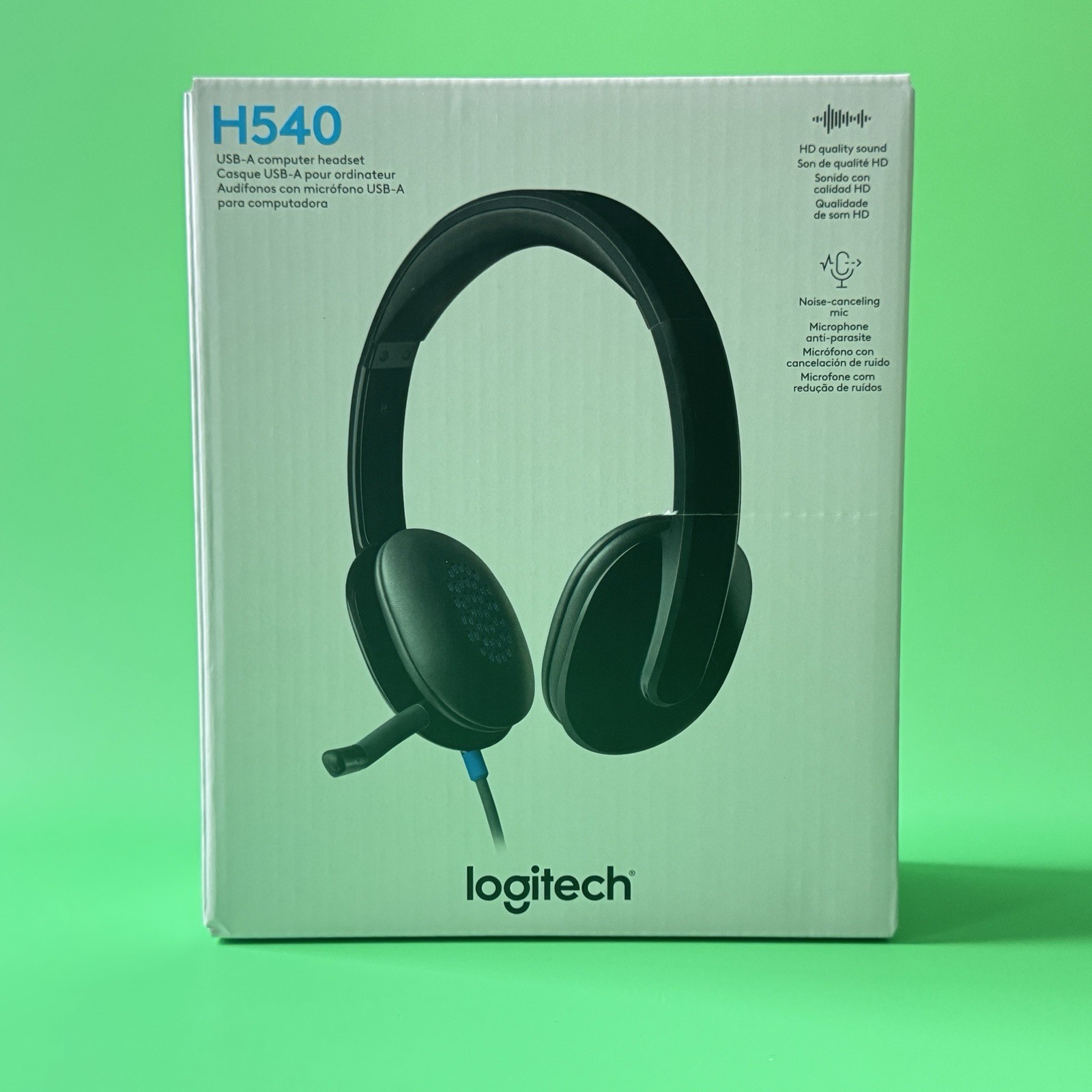 Logitech H540 USB-A Stereo Computer Headset Noise-Canceling Microphone Padded