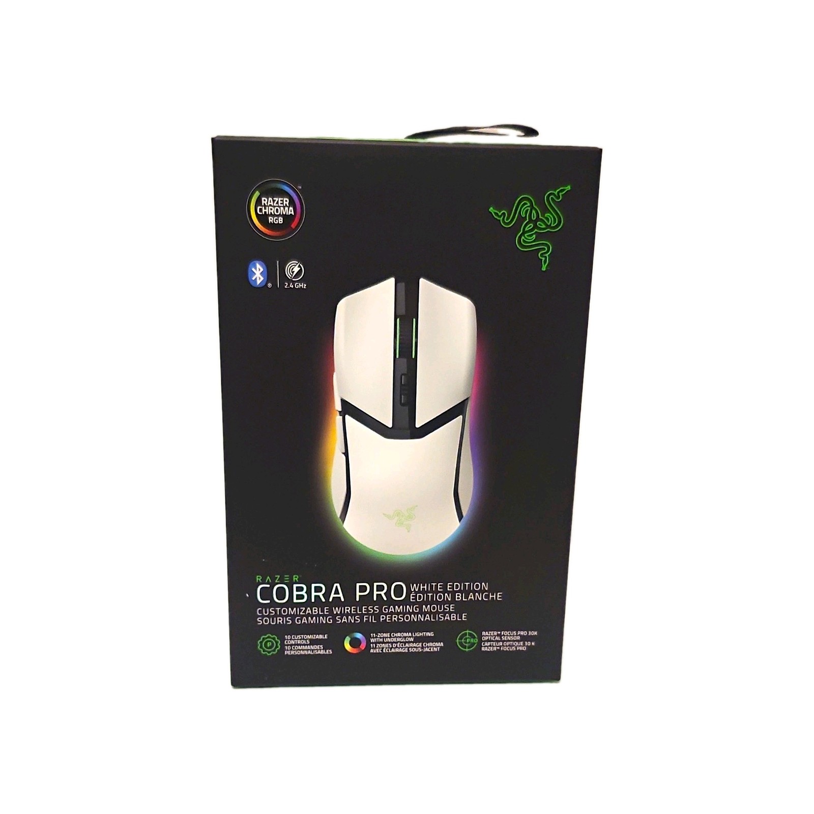 Razer Cobra Pro White Wireless/Bluetooth Gaming Mouse 30000 DPI 10-Button RGB