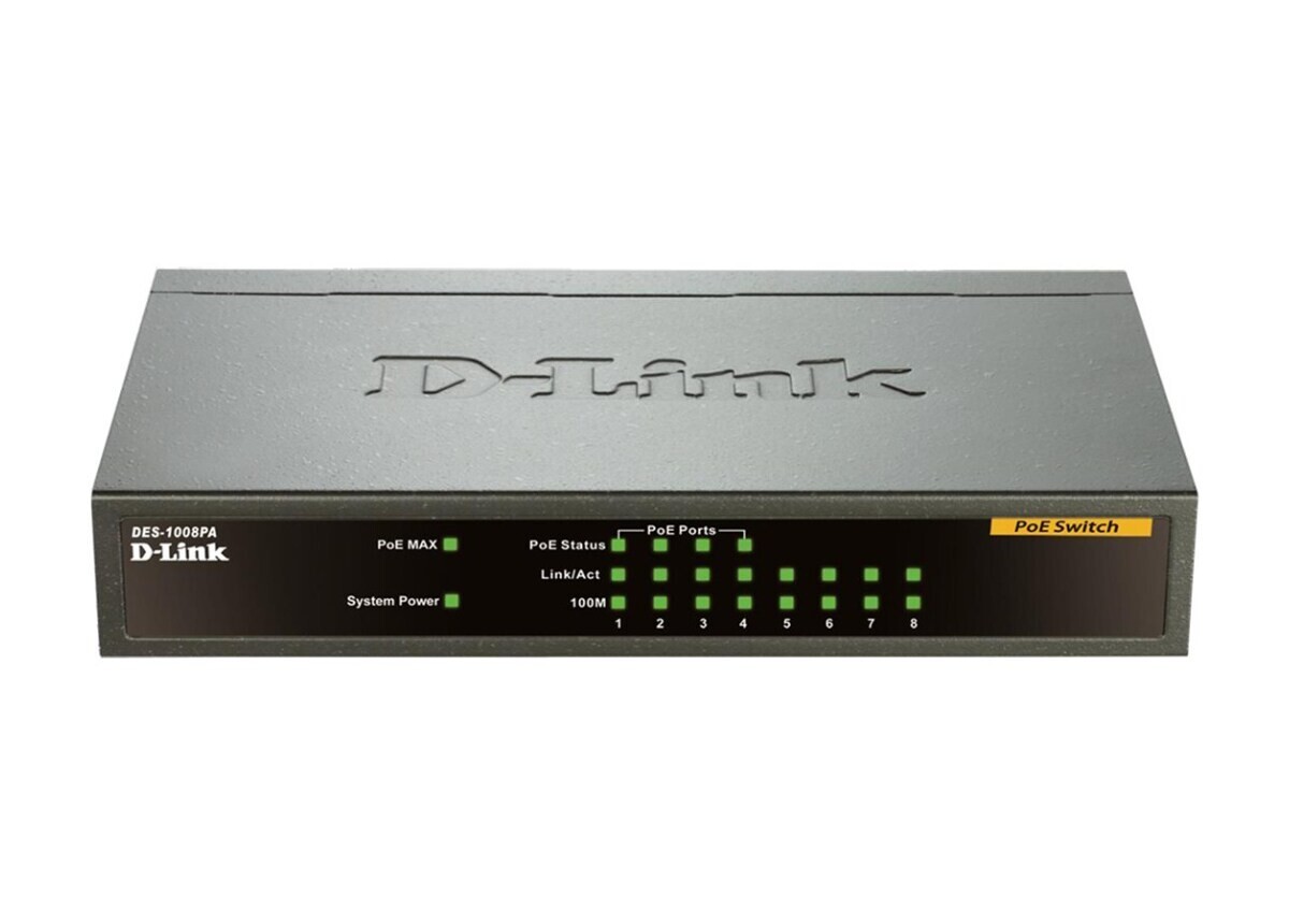 D-Link DES-1008PA 8-Port Desktop Switch with 4 PoE Ports Wired