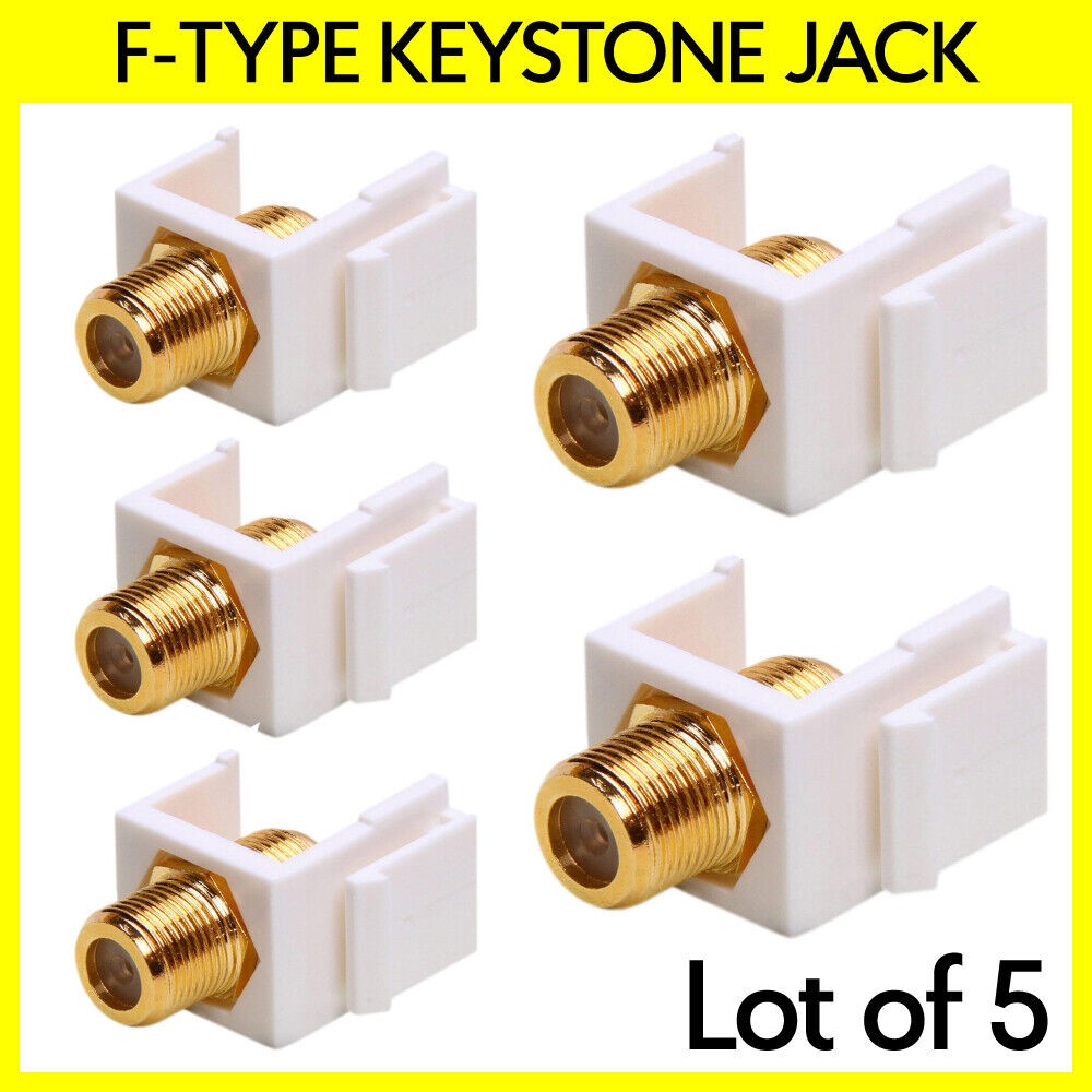 5 Pack F-type Keystone Jack Coupler Snap-In Insert Coax Connector for Wall Plate