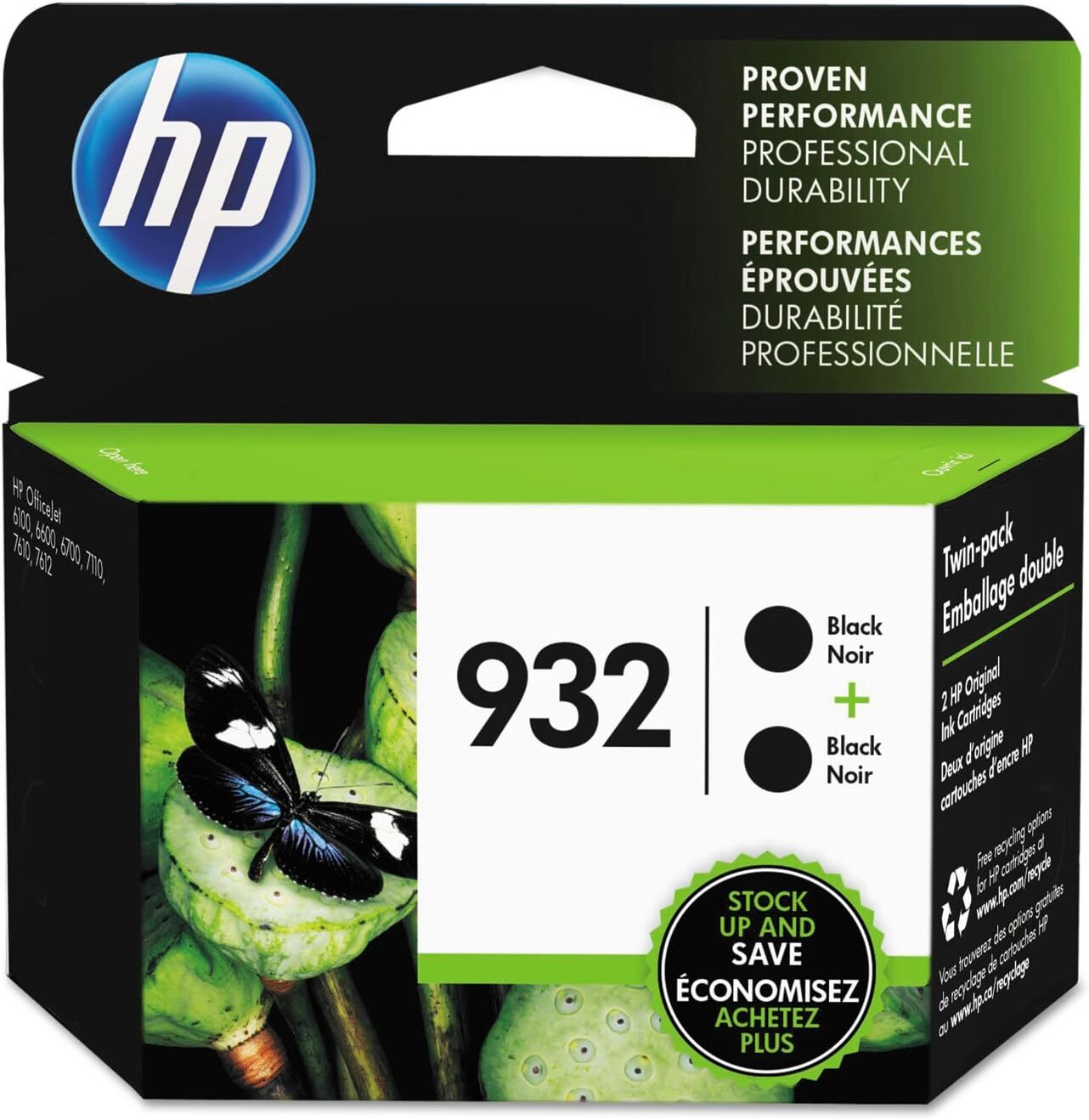 2x Genuine Original OEM HP 932 CN057AN Black printer Ink cartridge (twin pack)
