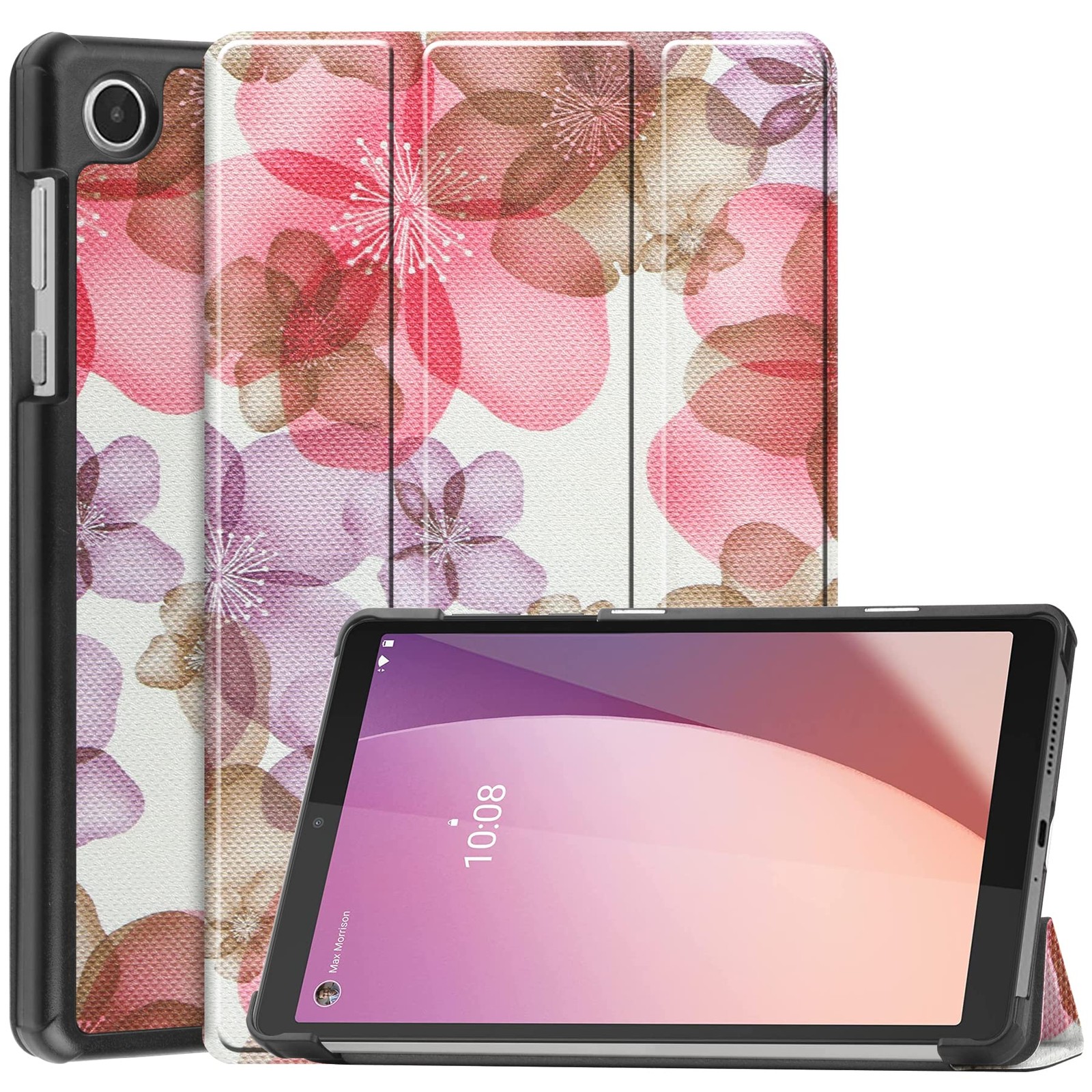 For Lenovo Tab M8 4th Gen Case Folding Folio PU Leather Flower