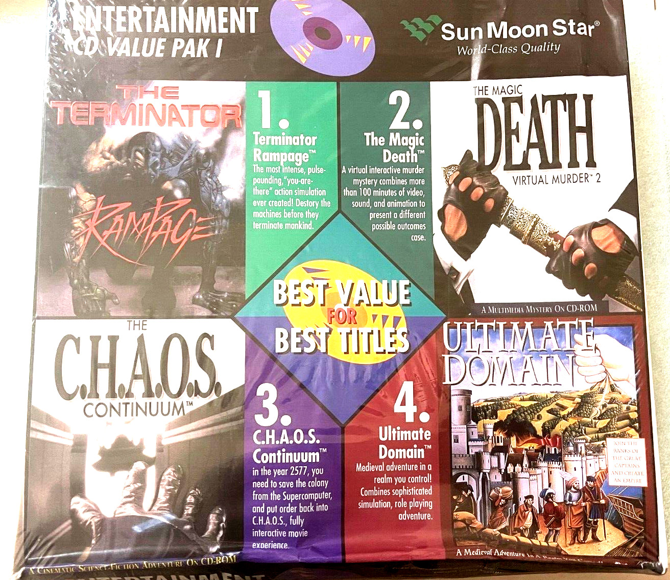 ENTERTAINMENT: THE TERMINATOR, MAGIC DEATH, THE CHAOS CONTINUUM, ULTIMATE DOMAIN
