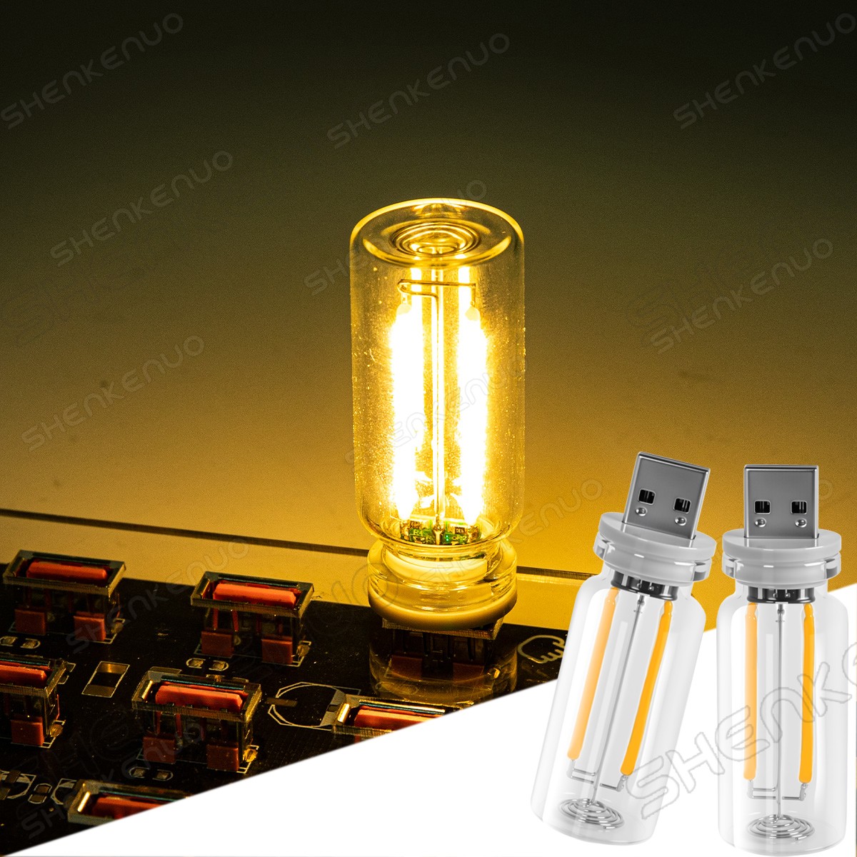 2PCS Car USB Night Light Touch Dimmable Ambient Lamp Warm White for Vehicle&Home