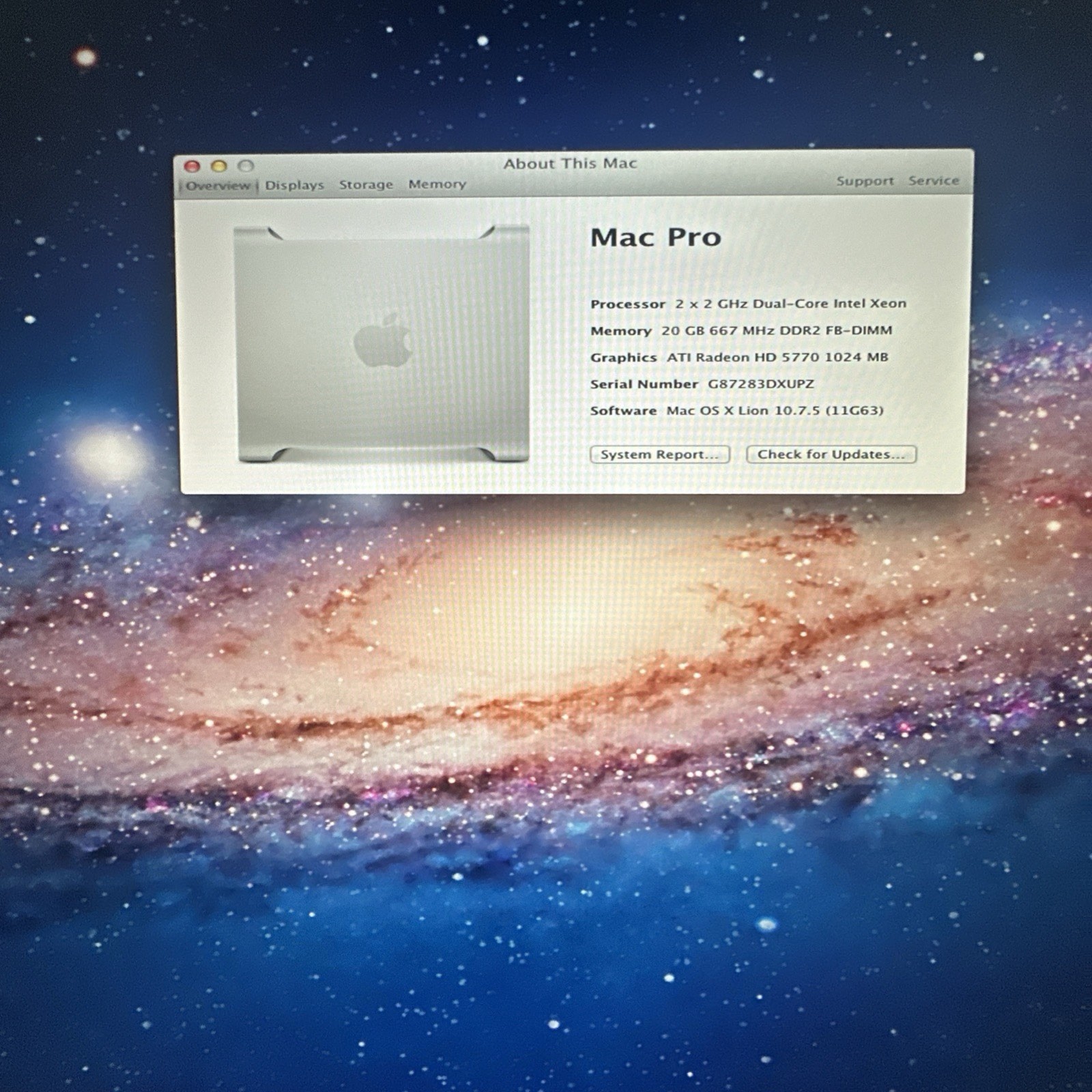 Apple Mac Pro 2007 A1186 20GB Ram 160GB Original HDD OSX 10.7.5