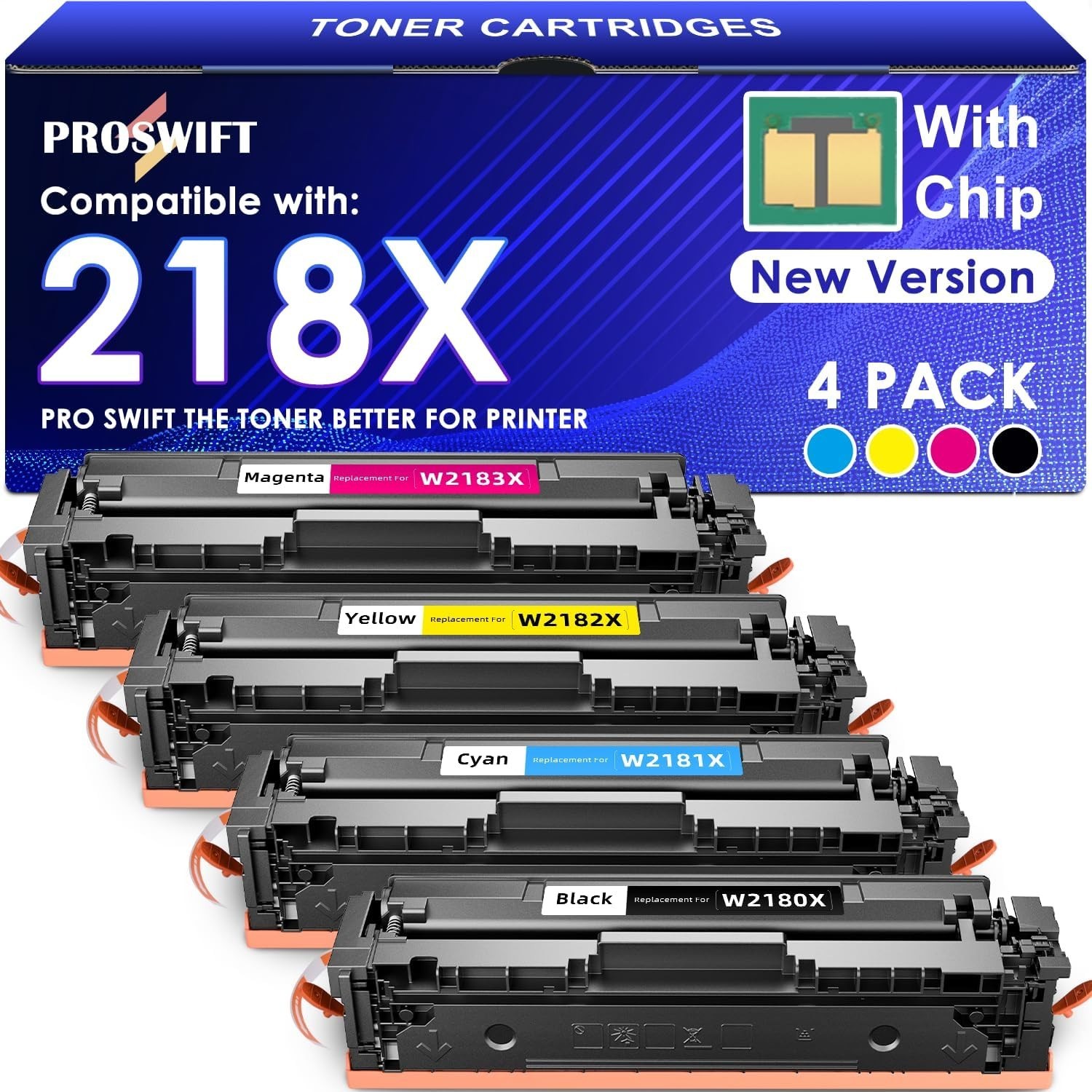 218X Toner Cartridges - Combo 4 Pack - Black & Color - NEW - See Description