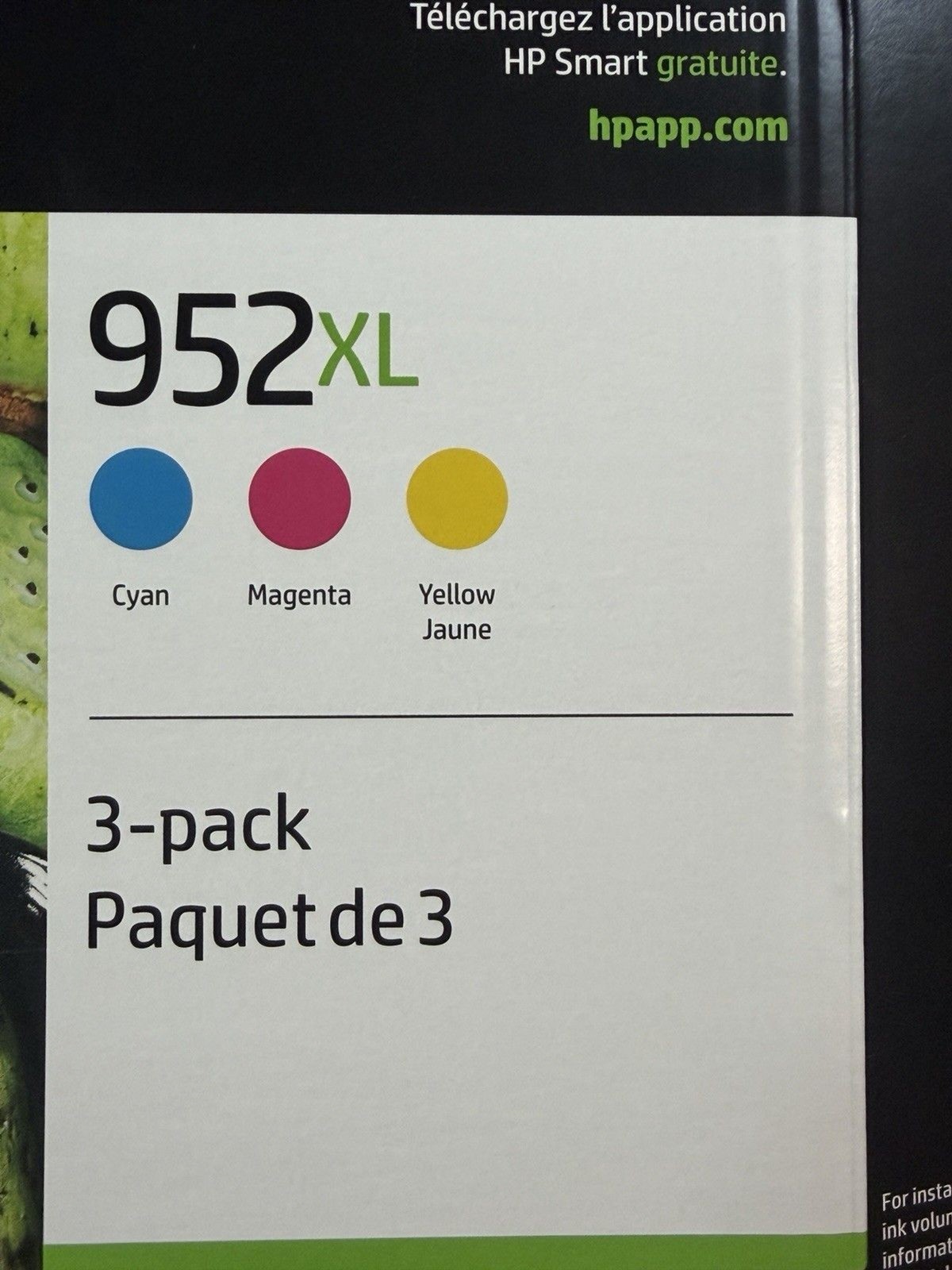 Genuine HP 952 XL 3PK Color Ink Cartridges High Yield (N9K30BN) Sealed