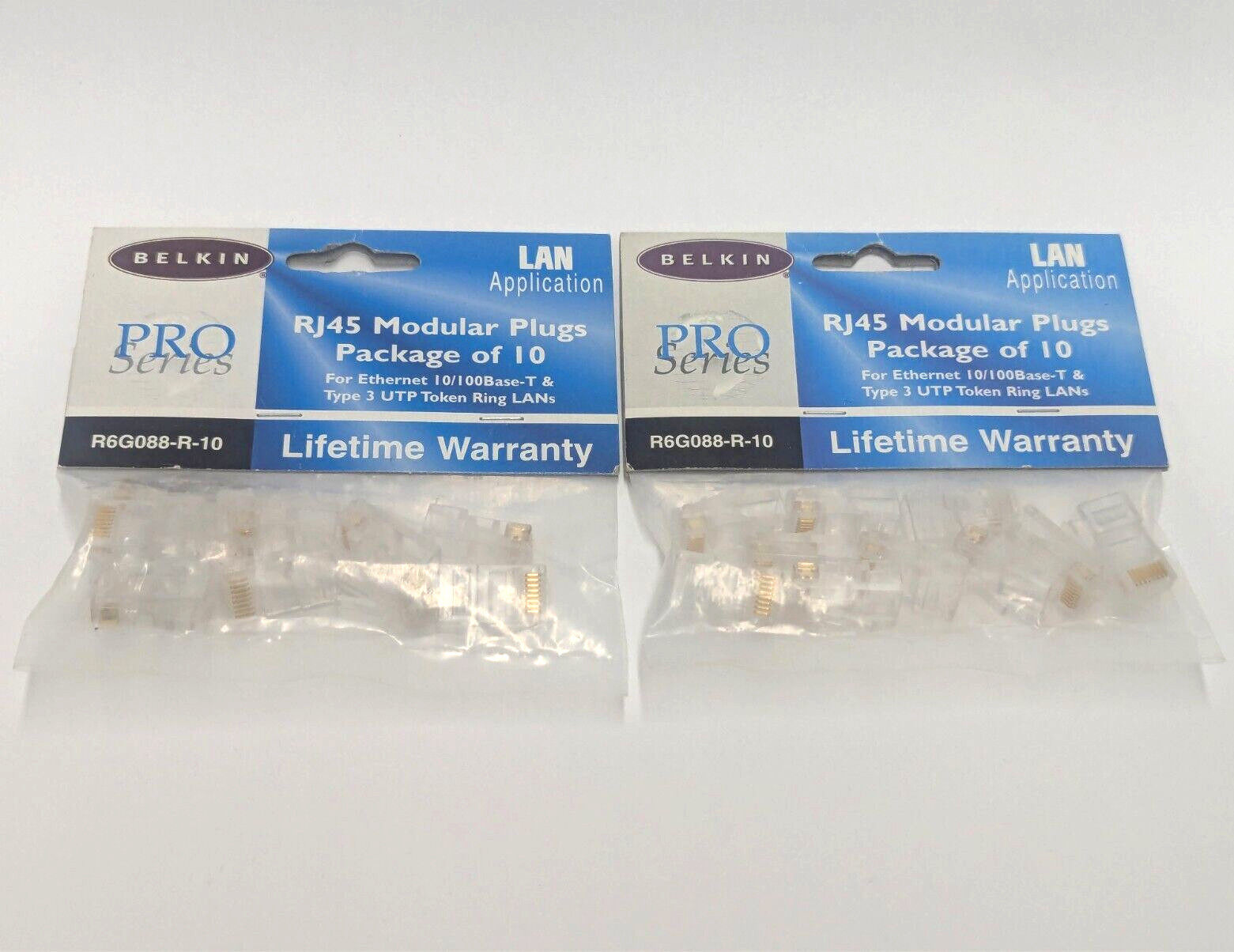 2 Packs of Belkin R6G088-R-10 20 Total RJ45 Modular Network Plugs NIC Jacks