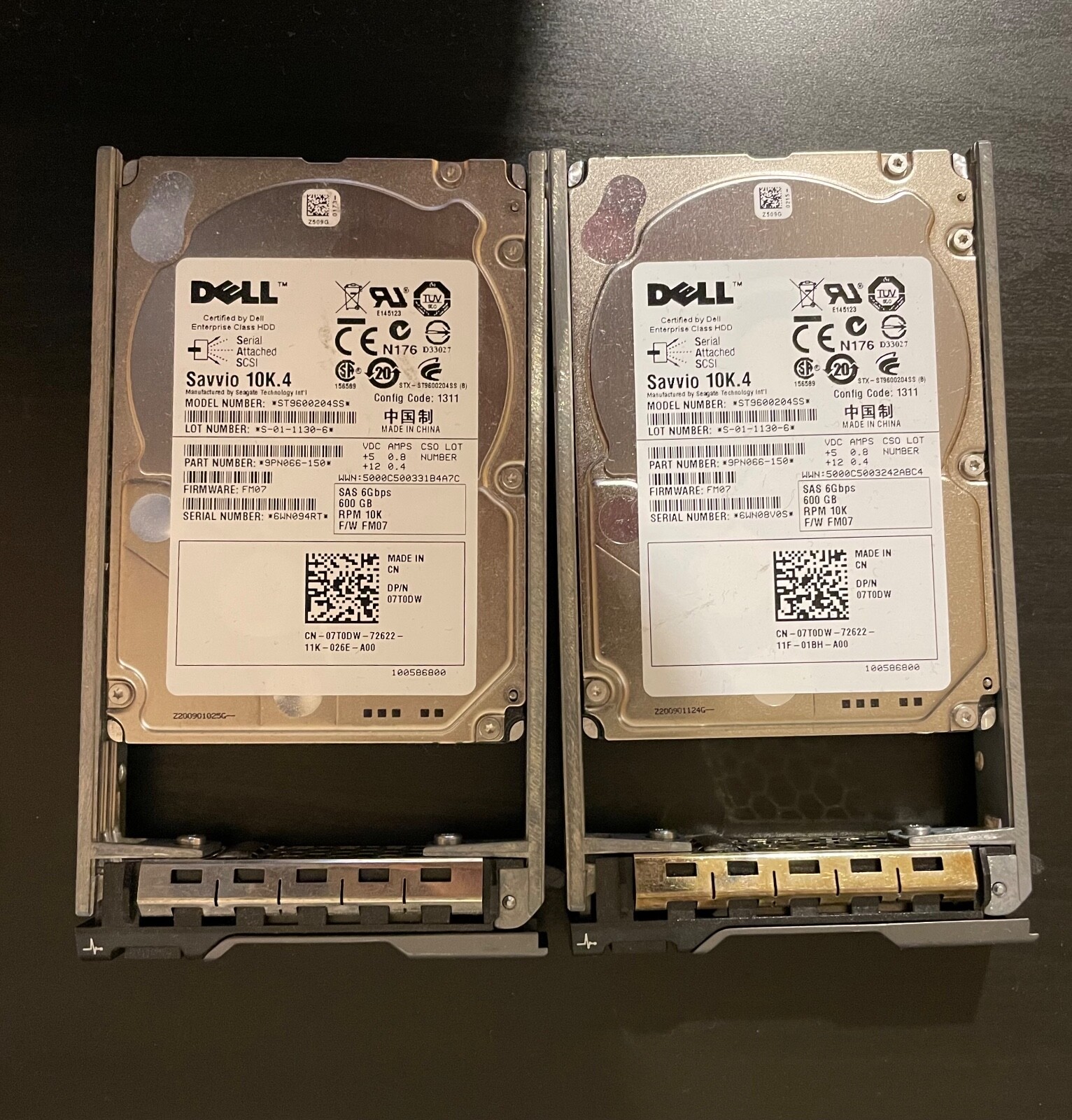 2Pcs * Dell 600GB SAS 6 Gbps HDD 10k ST9600204SS 9PN066-150