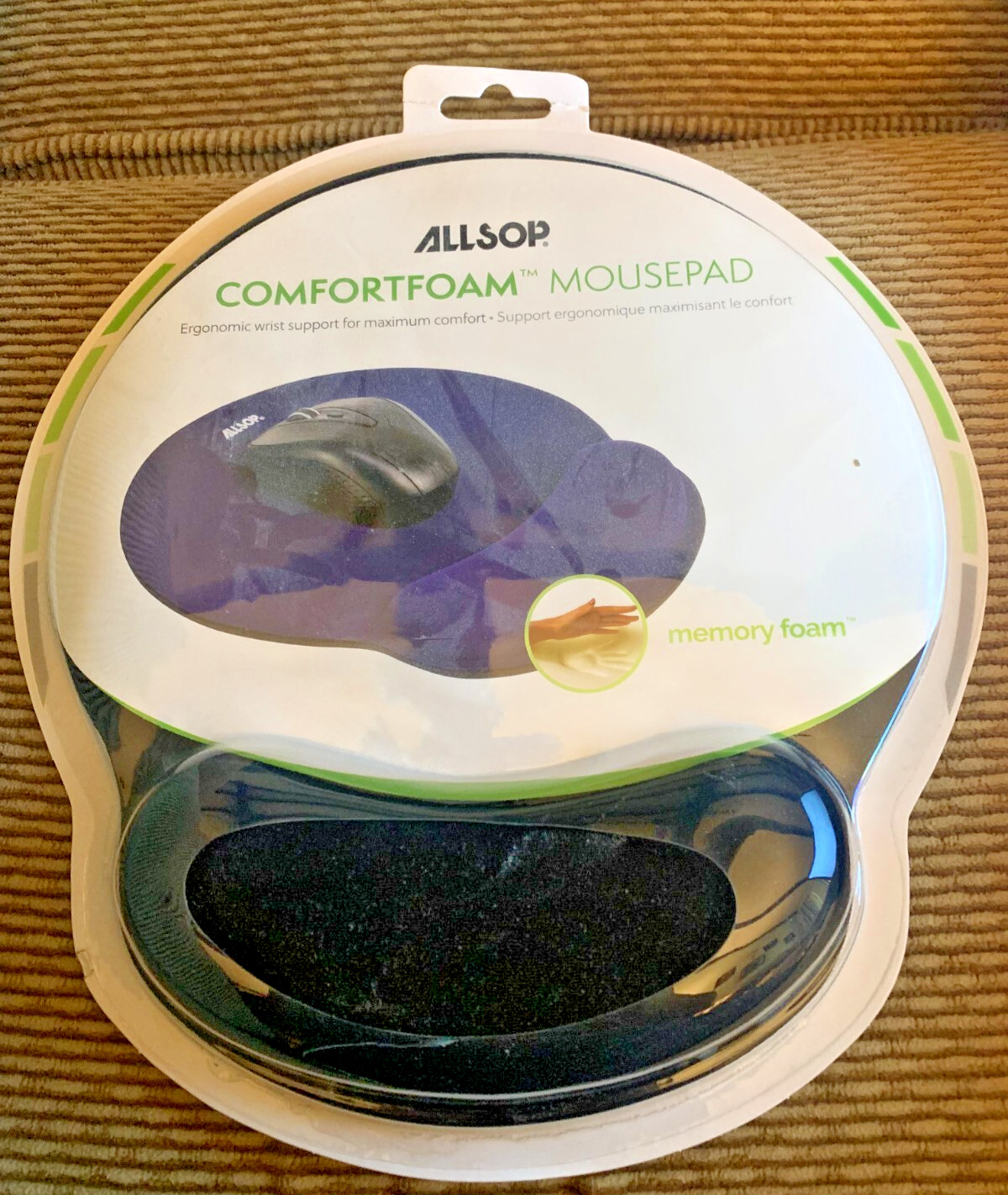 Allsop MousePad Pro Memory Foam Mouse Pad with Wrist Rest Black -NEW in pkg