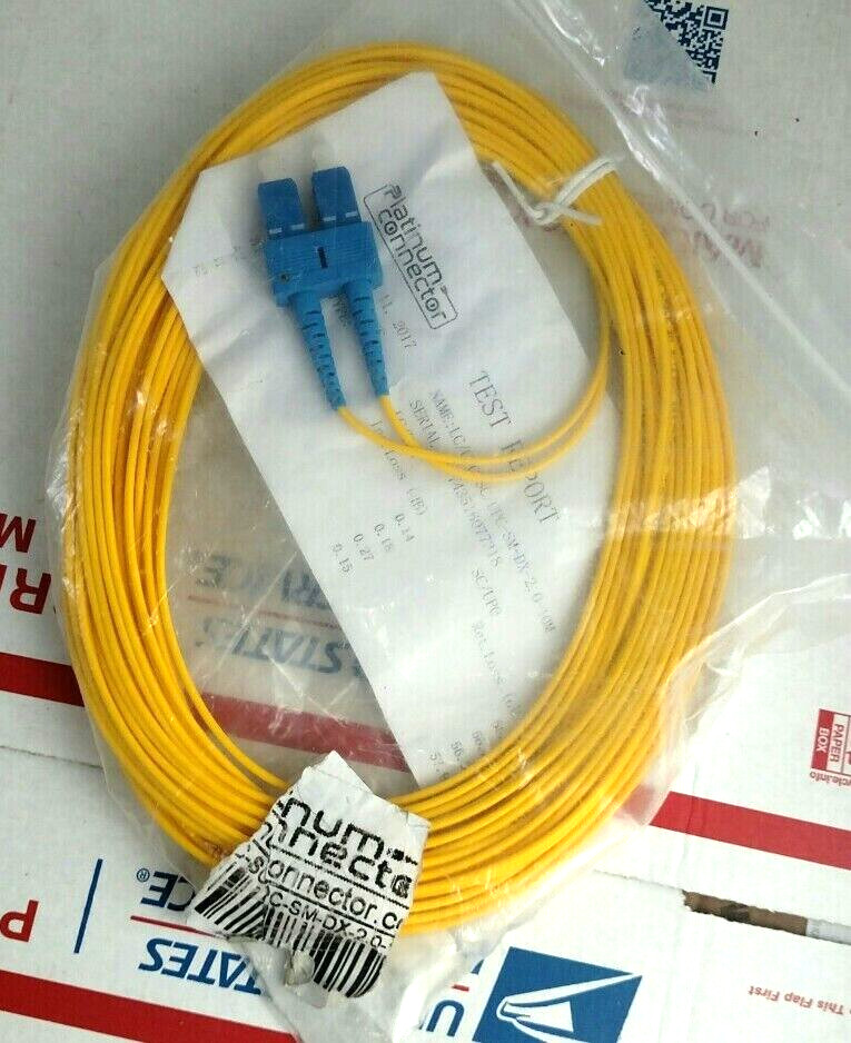 Platinum Connector LC/UPC-SC/UPC-SM-DX-2.0-10M Fiber Cable Cord Yellow NEW USA