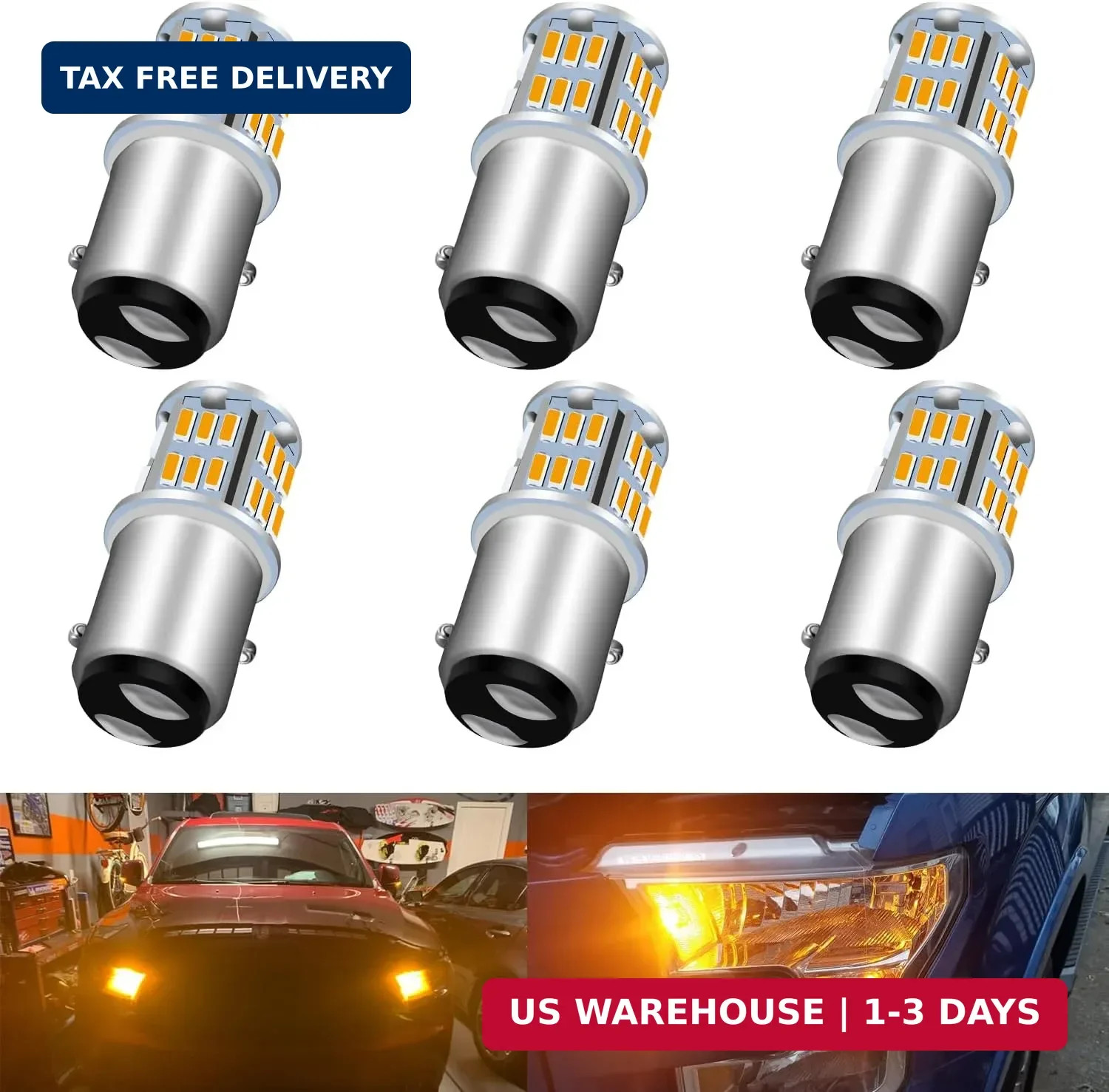 Super Bright Upgraded 2357 1157 LED Bulb Amber for Turn Signal lights 2057 2057A