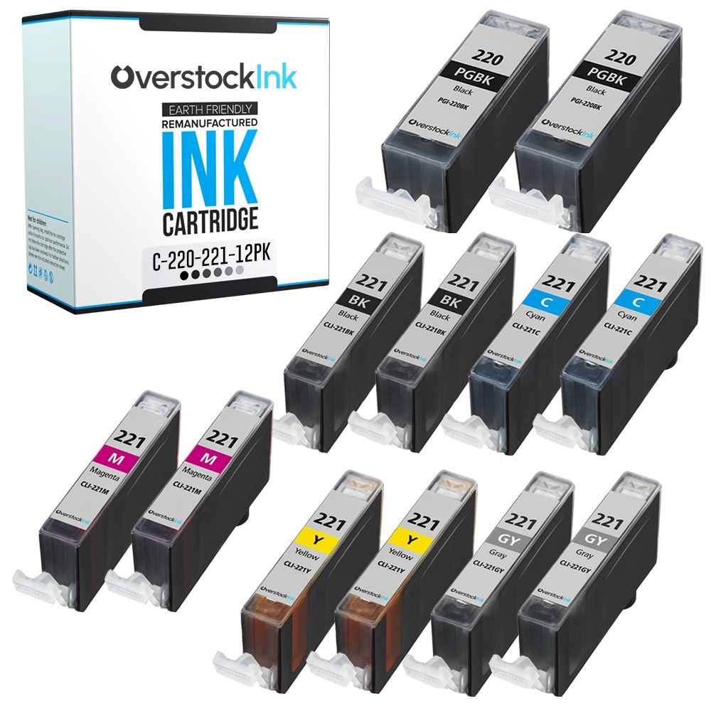 12-Pack Compatible OSI Canon 220 221 Value Pack Ink for PIXMA MP640 MP980 MP990