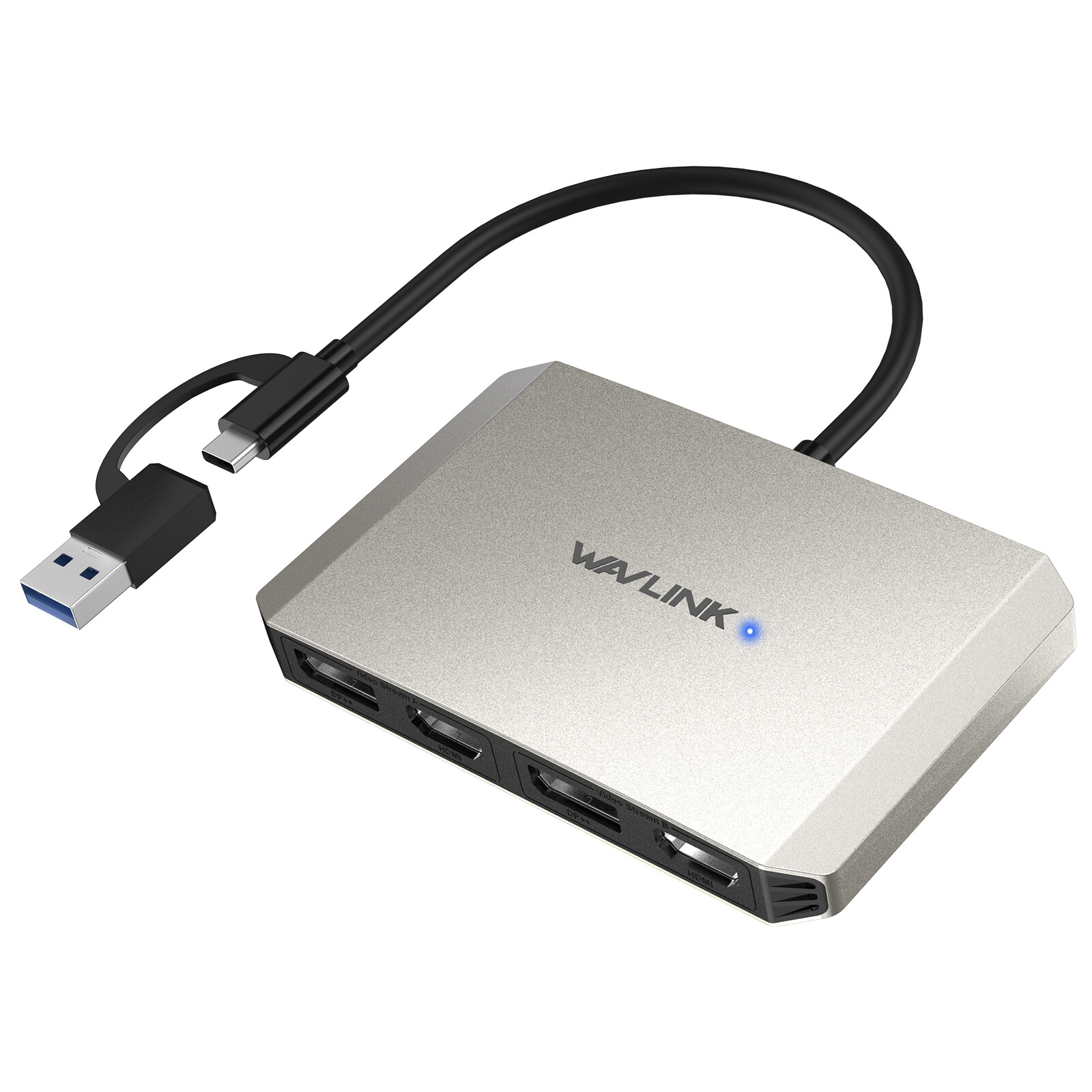 WAVLINK USB 3.0/USB C to DisplayPort HDMI Adapter DisplayLink Dual 4K@60Hz