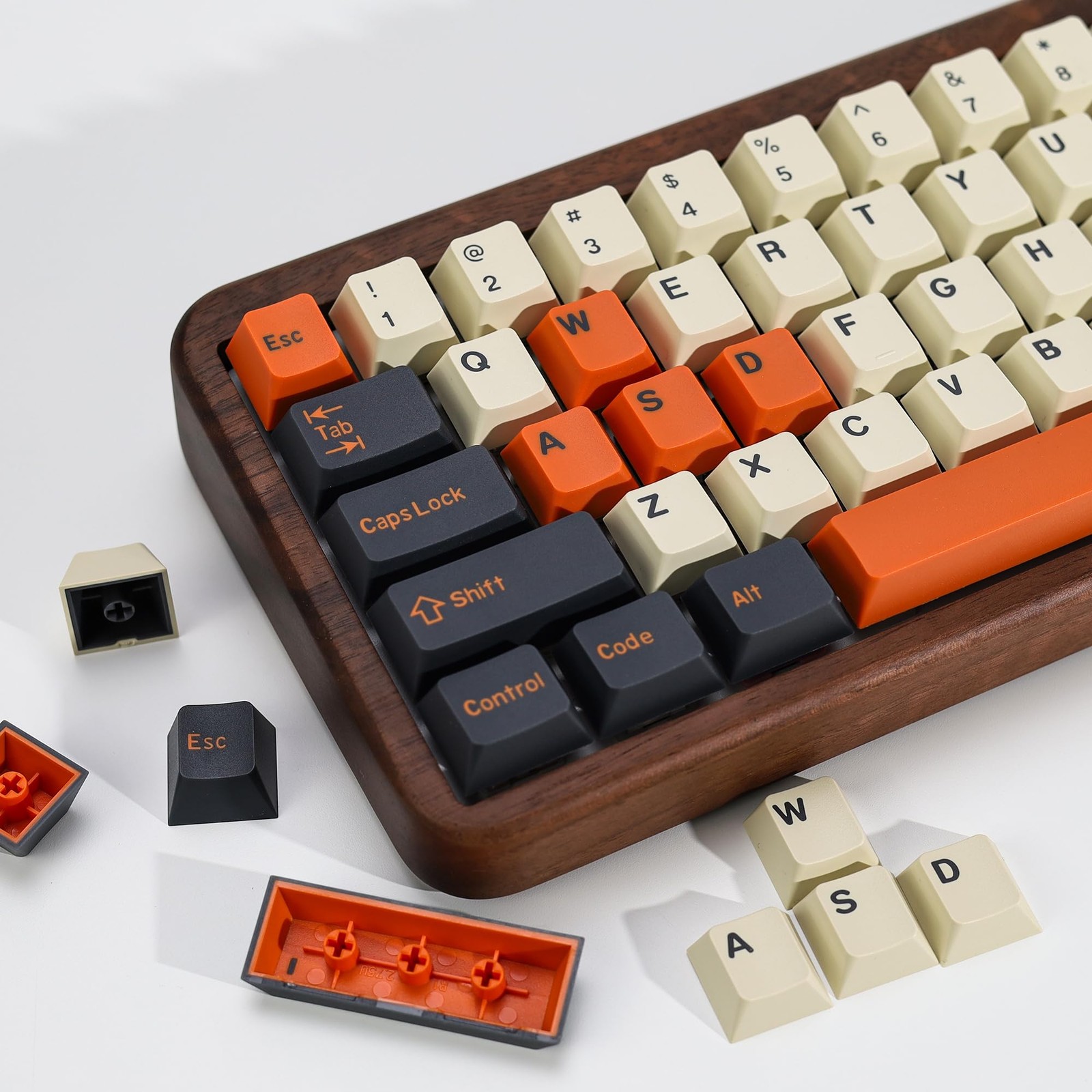 Orange Carbon PBT Double Shot Keycap Set 174 Keys Retro Custom Cherry Profile