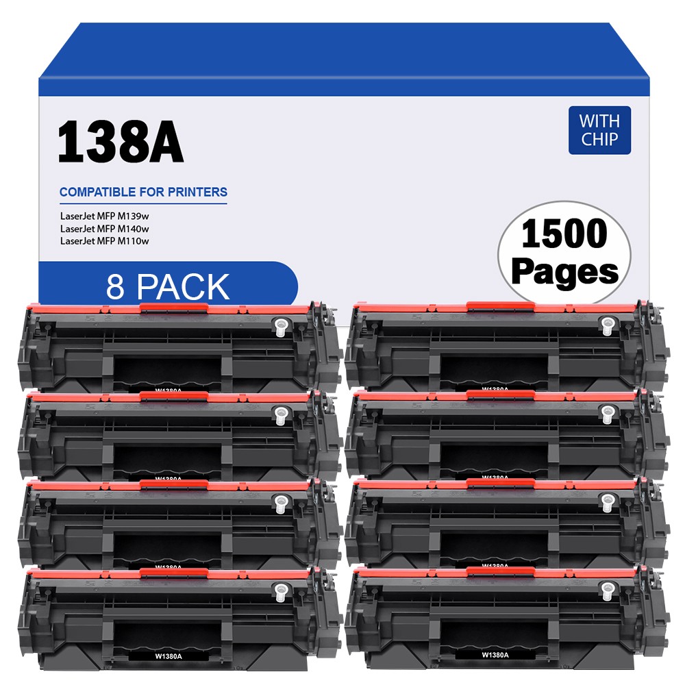 8PK W1380A Toner with Chip For 138A HP LaserJet Pro 3001dw 3001fdw MFP 3101fdw