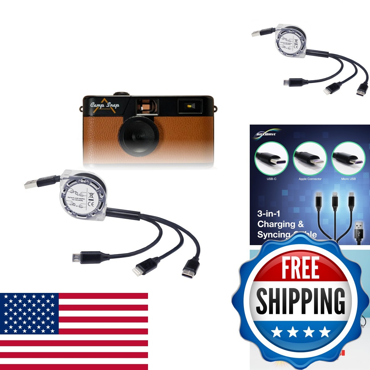 BoxWave Cable Compatible with Camp Snap Screen-Free Digital Camera - AllCharge