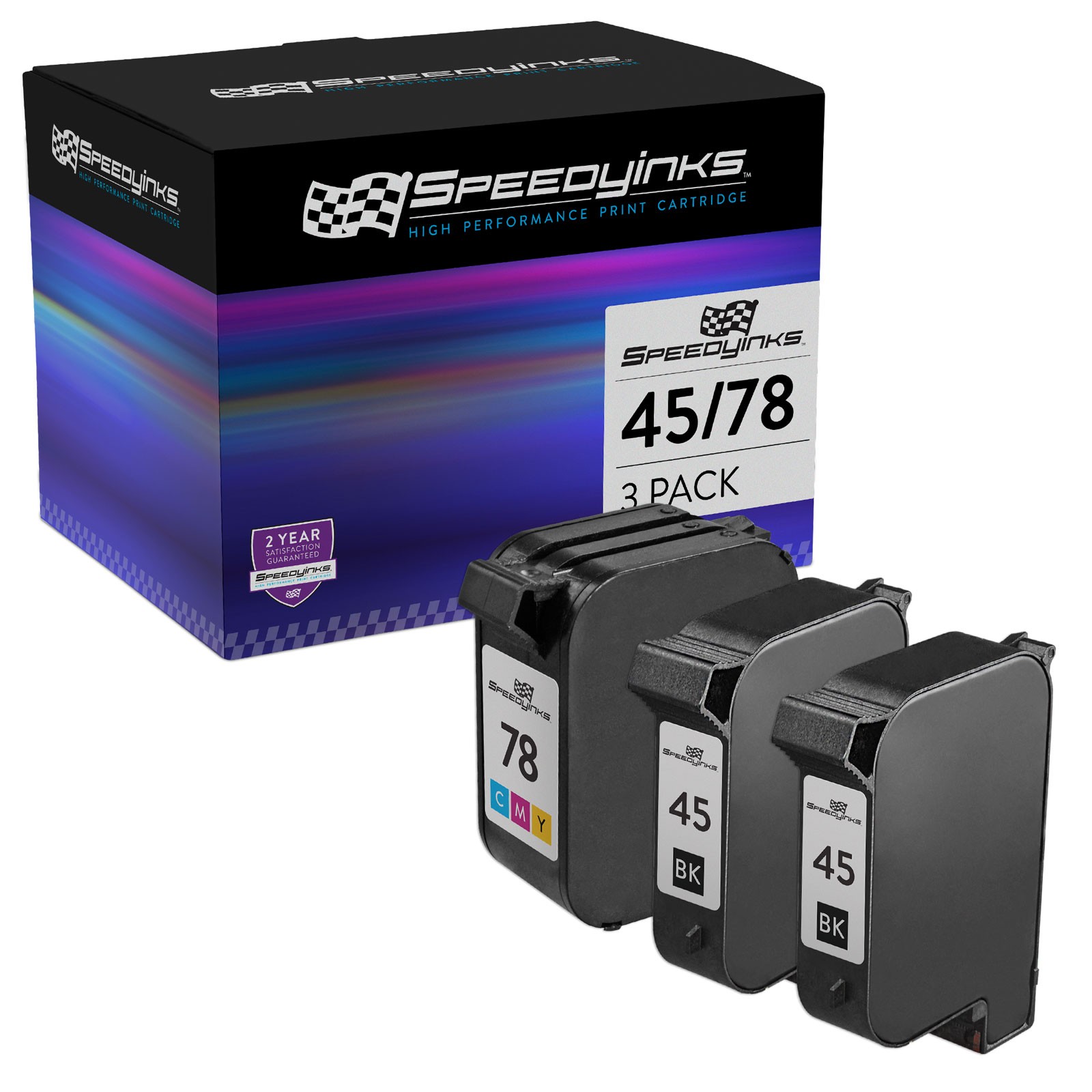 SPEEDYINKS 3PK Replacements for HP 45 / 51645A & 78 / C6578D Ink Cartridges