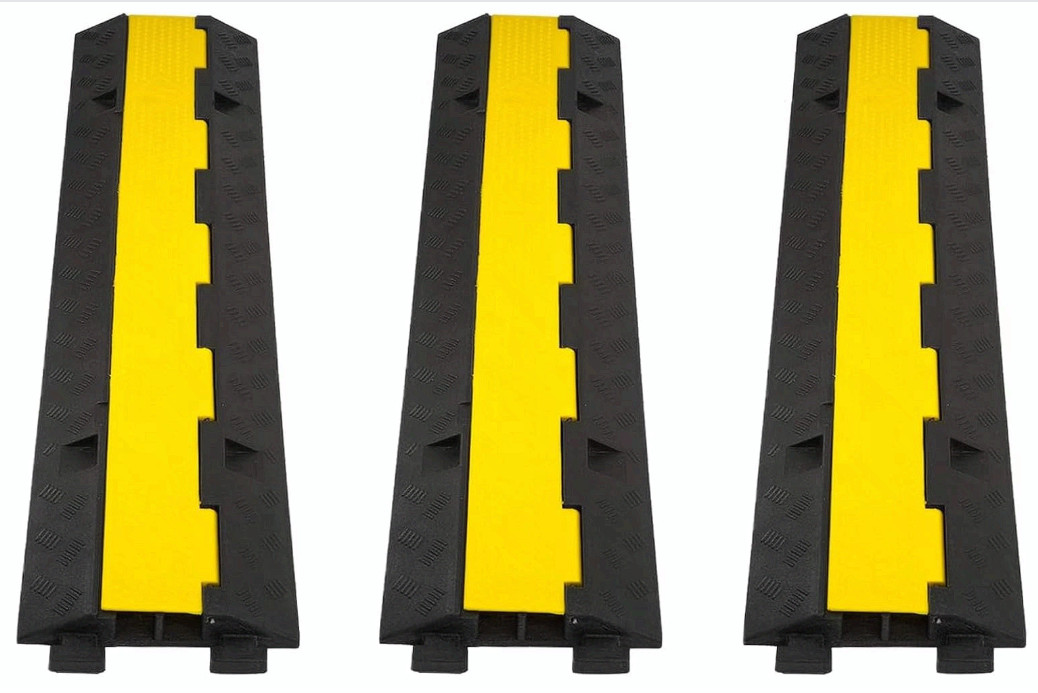 3 Pack Cable Ramp 2 Channel Rubber Cord Protector 11000lb
