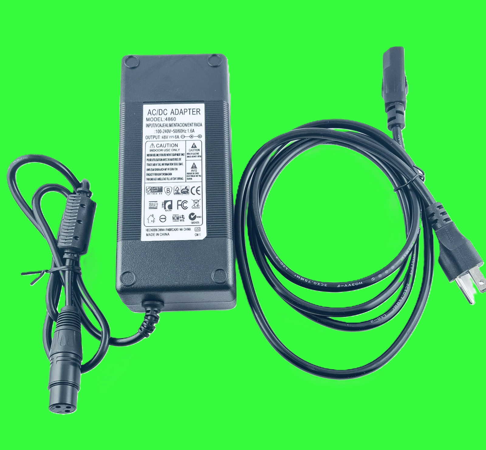 AC/DC Adapter Model: 4860 Input 100-240V/60Hz 1.6 A Output 48V  6A