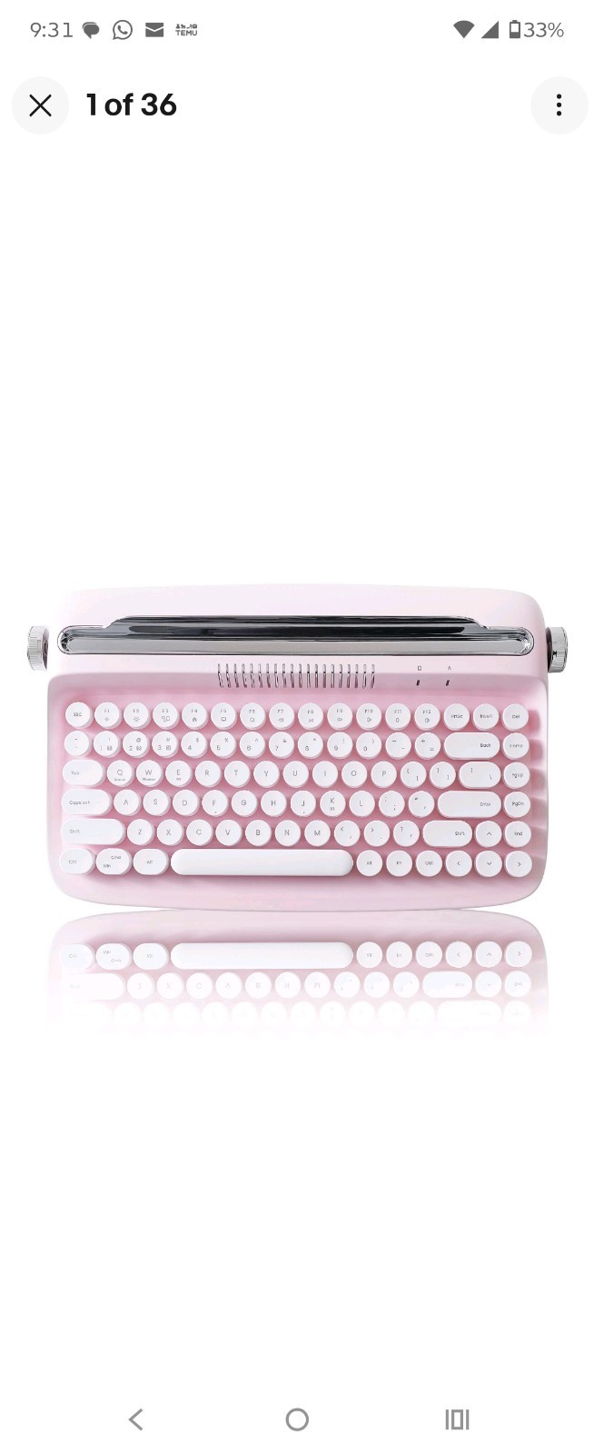 YUNZII ACTTO B303 Wireless Keyboard, Retro Bluetooth Aesthetic Typewriter Style 