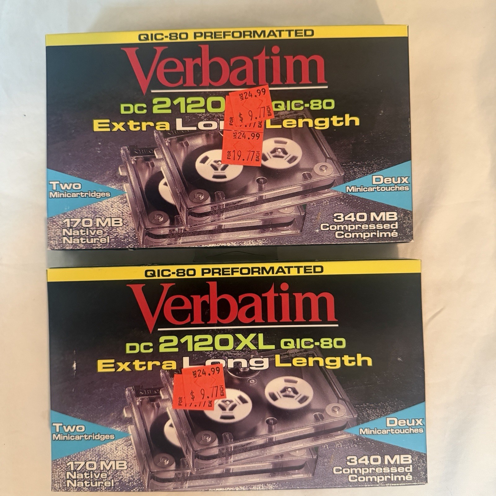 Verbatim Mini Data Cartridge DC-2120XL, 3 Packs of 2, QIC 80, 170mb New Sealed