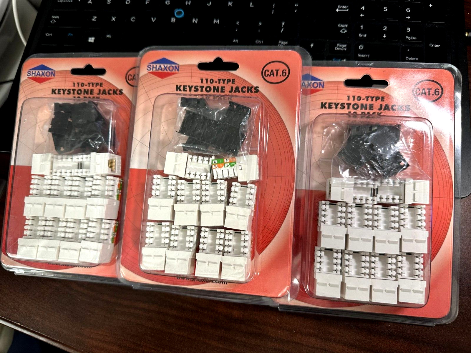 Lot of 30 Shaxon Keystone Jacks cat 6,  110 Type, 3 Packs of 10 each