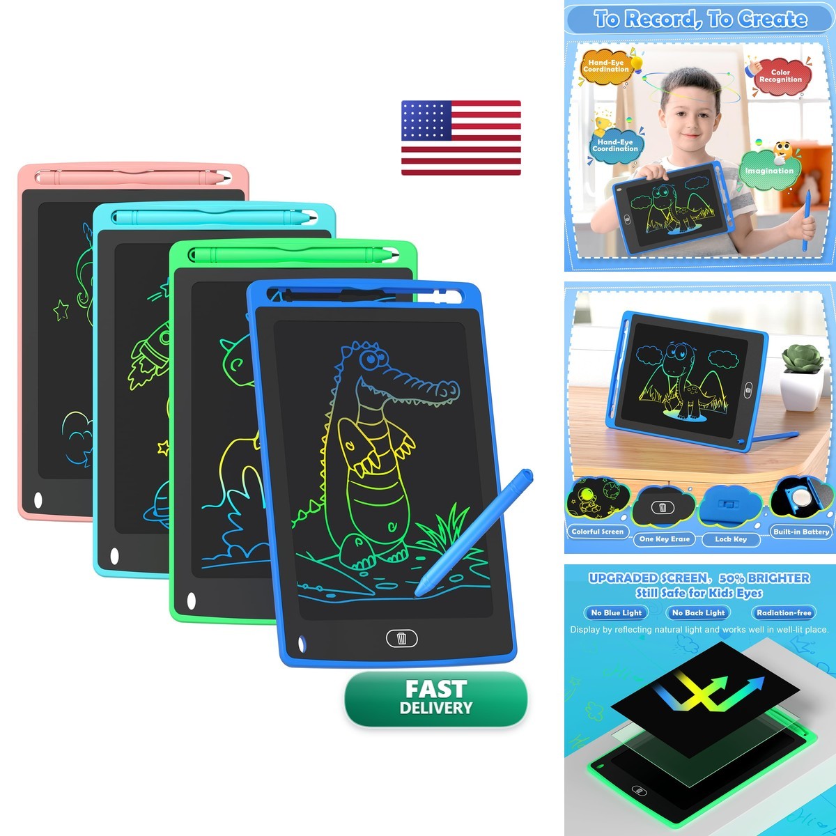 4 Pack 8.5 Inch LCD Writing Tablet Doodle Board for Kids Boys Girls Age 3-8