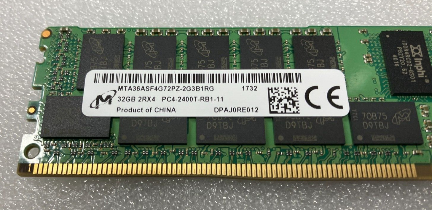1 NEW OPEN BOX Micron 32GB PC4-2400T-RB1-11 2RX4 DDR4 2400Mhz REG-ECC SEE PHOTOS