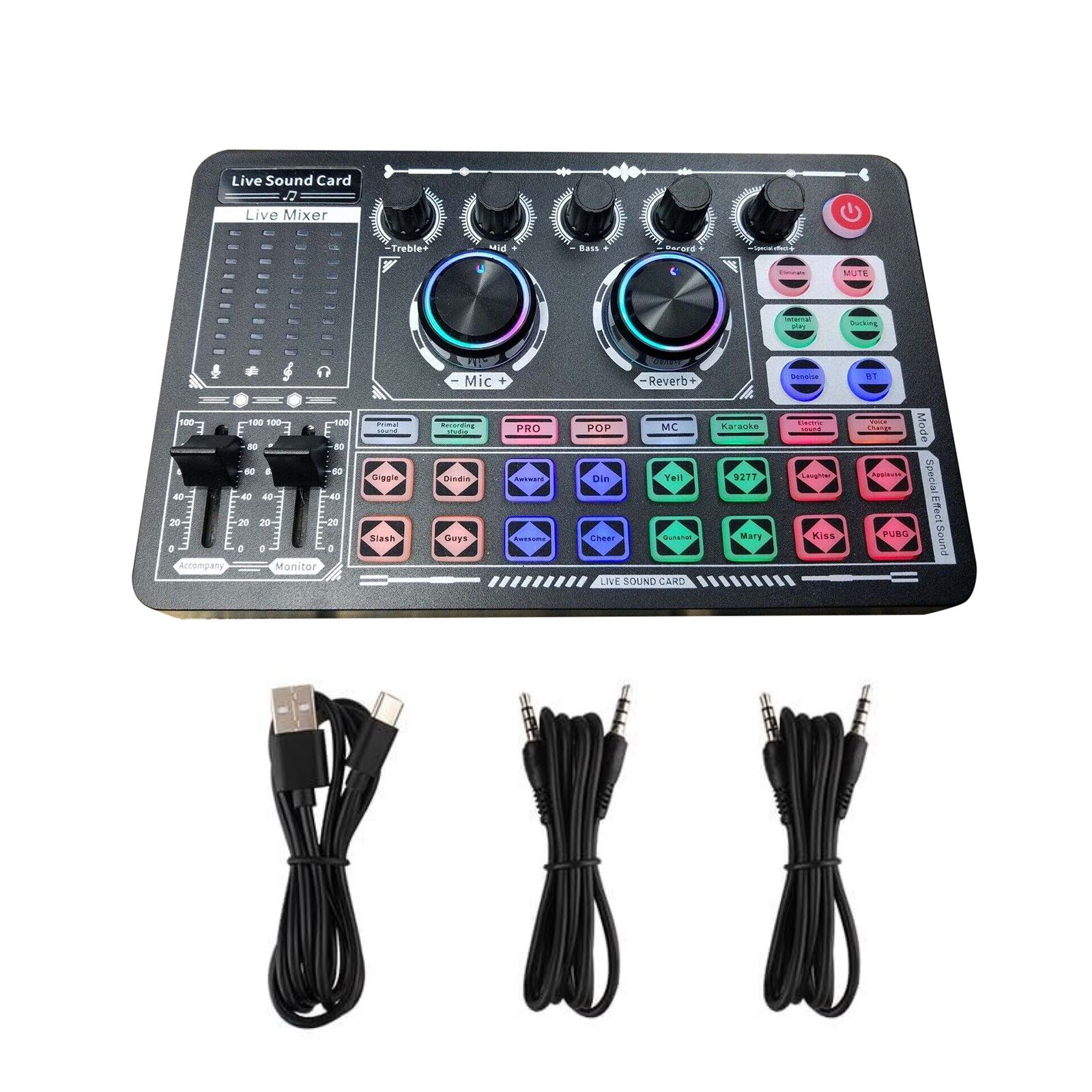 F999 Live Sound Card With Rich Sound Effects Podcast Recording Equipment