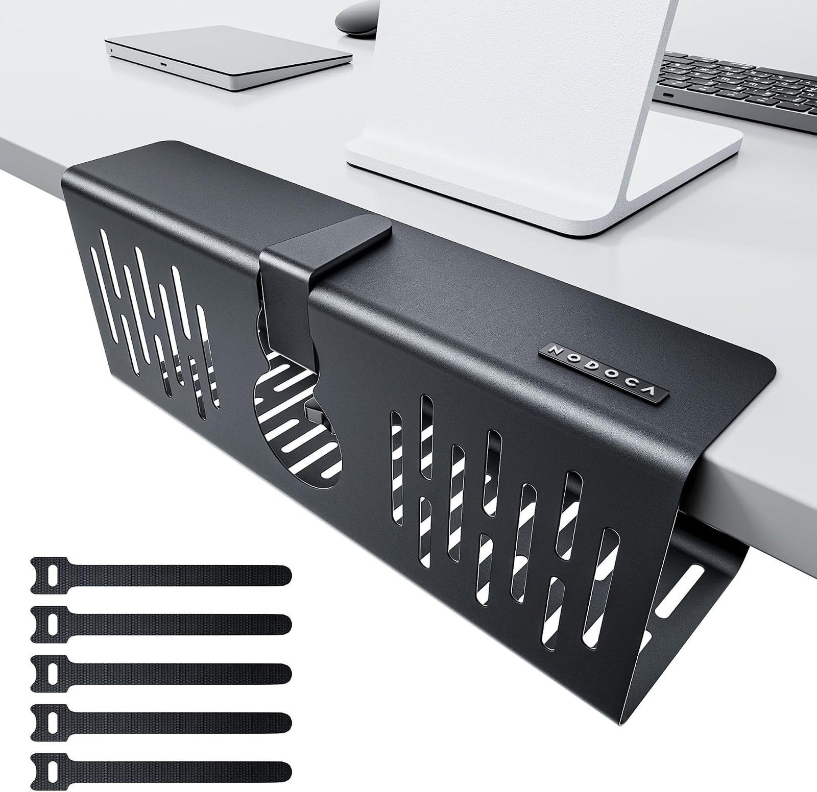 No Drill Under Desk Cable Management Tray Wire Organizer Clamp on 14 Inch Steel