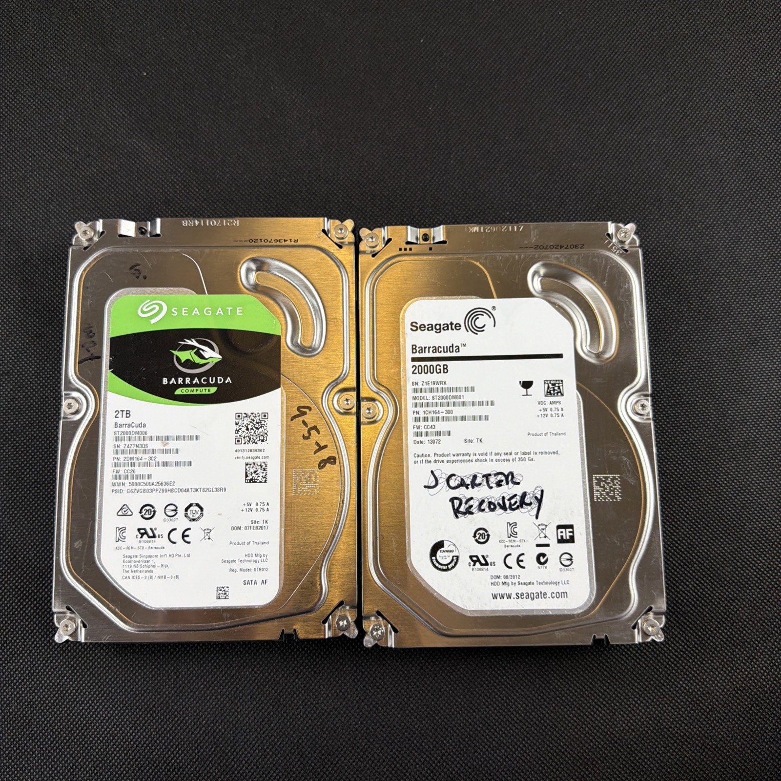 Lot of 2 Seagate Barracuda 2TB 72k RPM SATA III 3.5" HDD ST2000DM006 &001 Tested