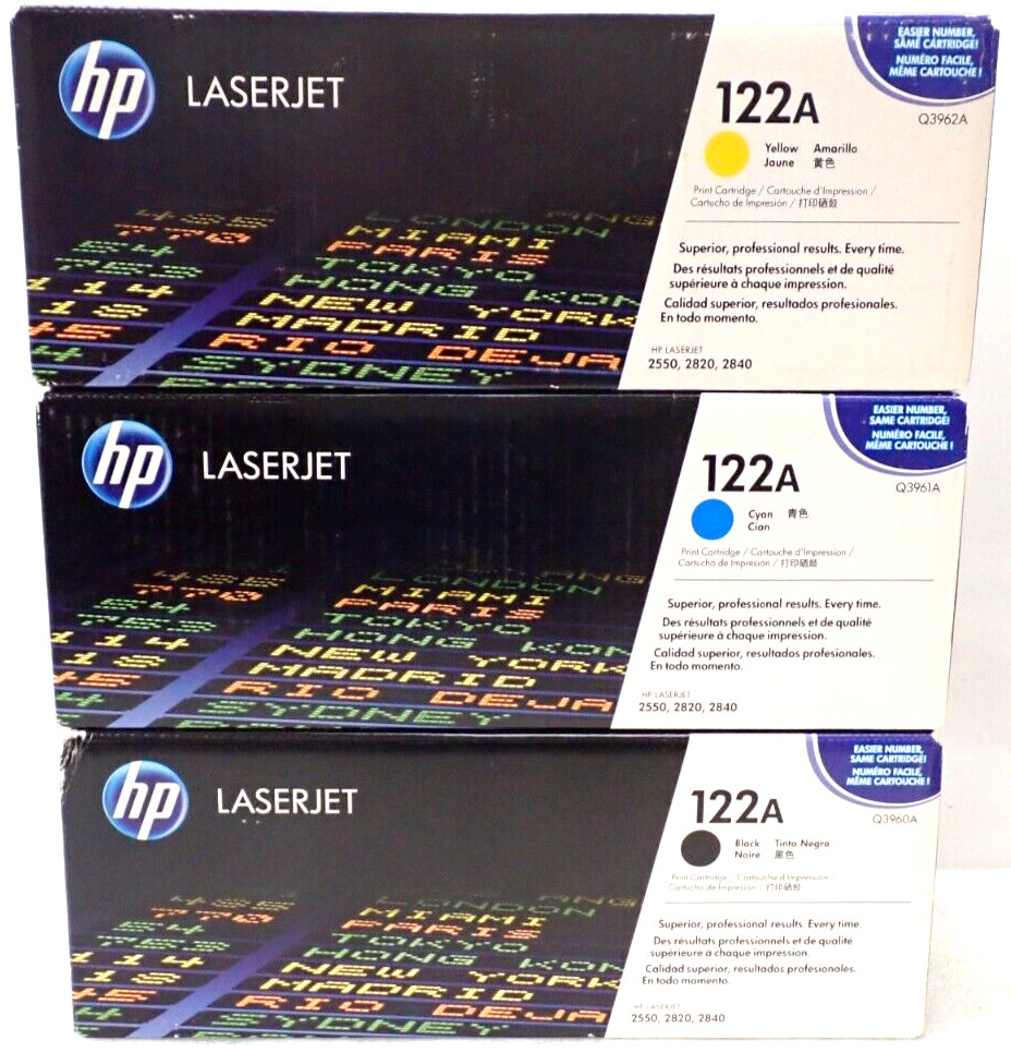 HP 122A Yellow Cyan Black LaserJet Color Toner Cartridge YCB Genuine