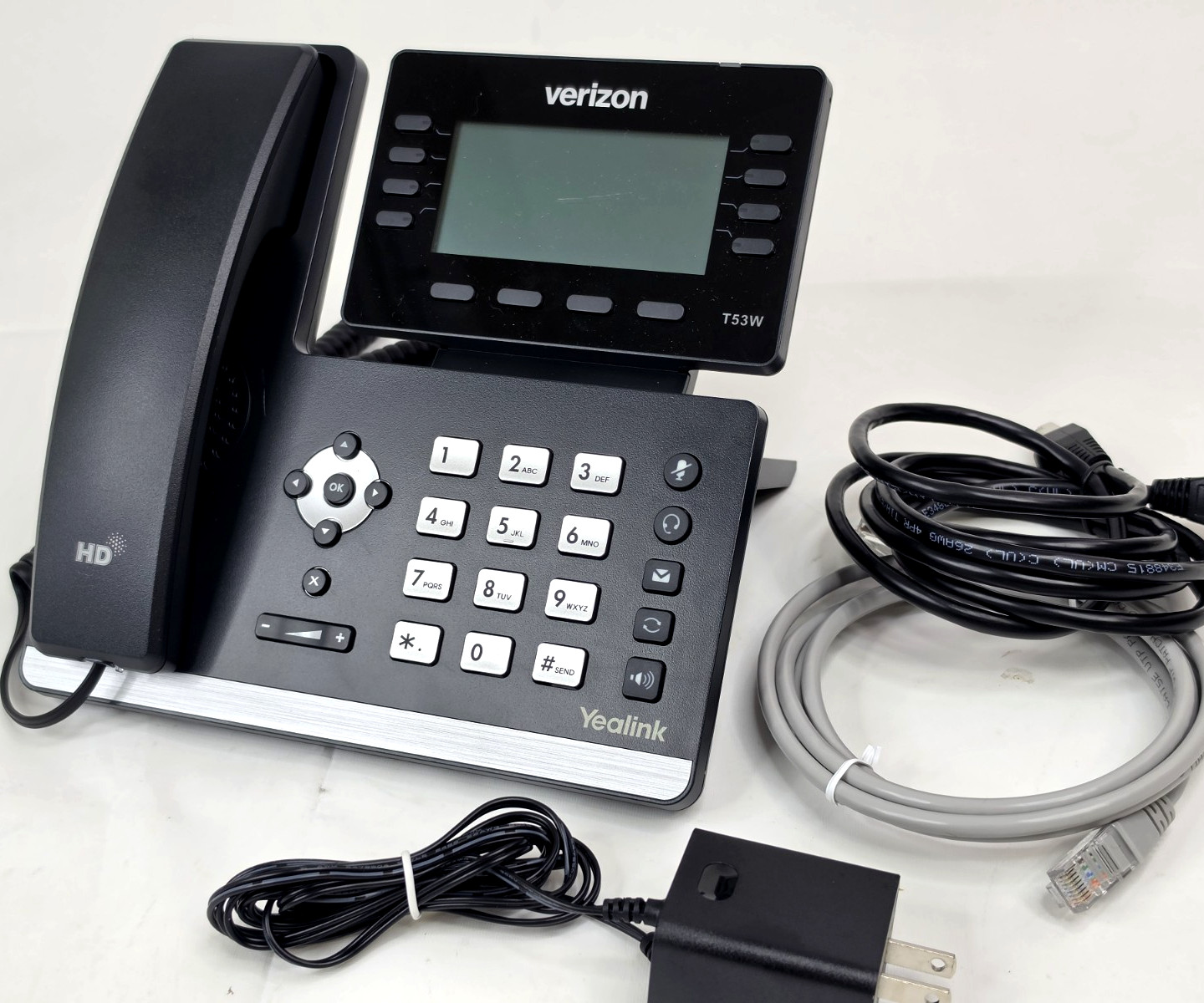 Yealink SIP-T53W Verizon Business VoIP Phone w/ Handset + Power Adapter + Cable