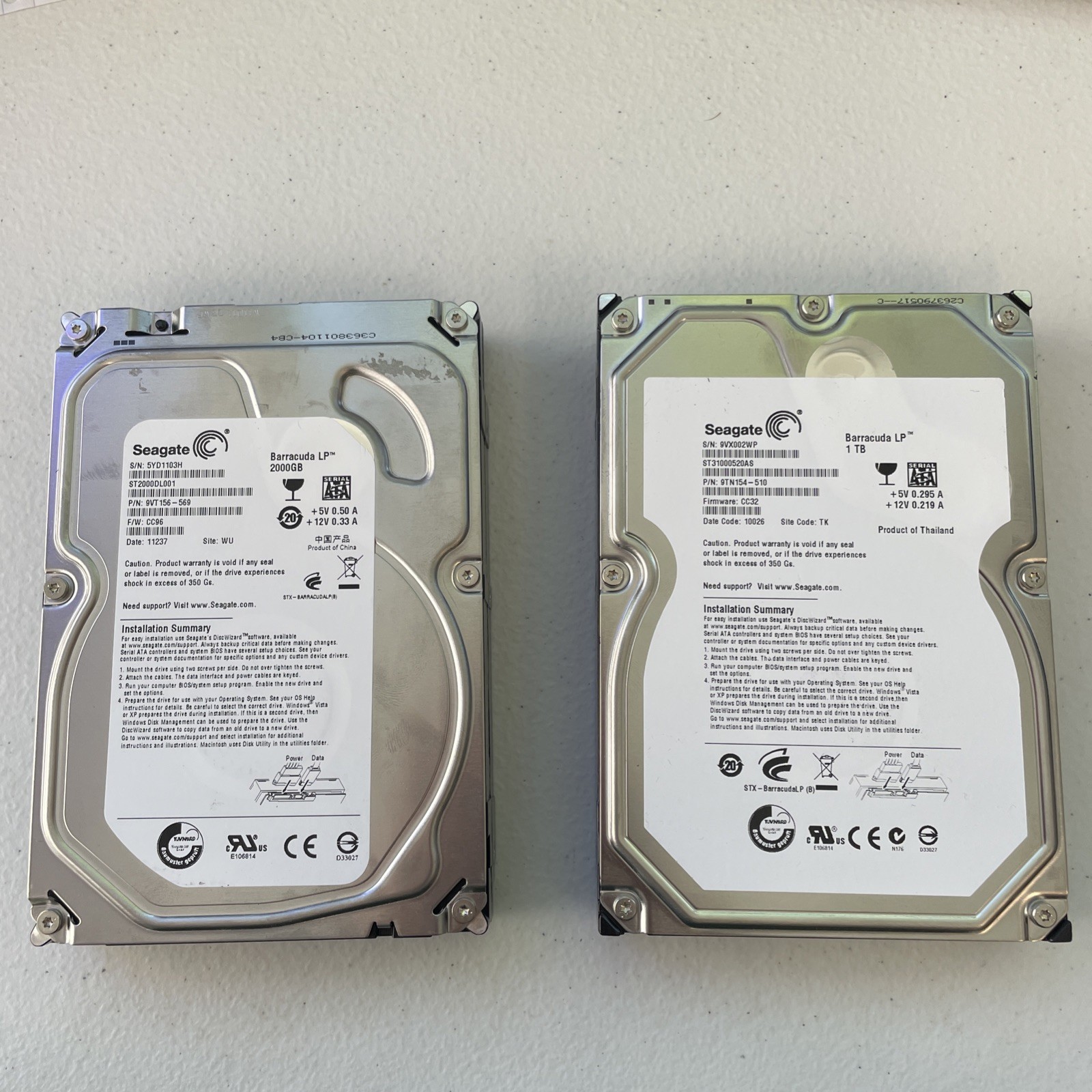 Seagate 2 TB Internal,5900 RPM,3.5" (ST2000DL001) and 1 TB ST3000520AS HDD