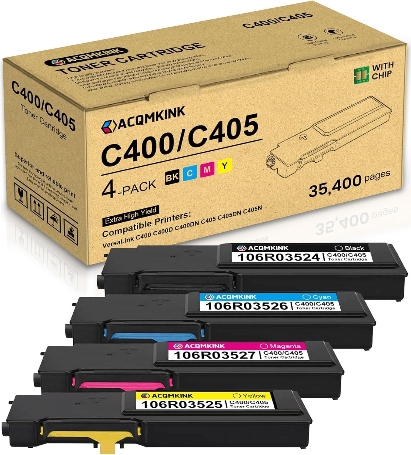 ACQMKINK C400 C405 Toner 4-Color High Capacity 106R03512-15 For Xerox Printers