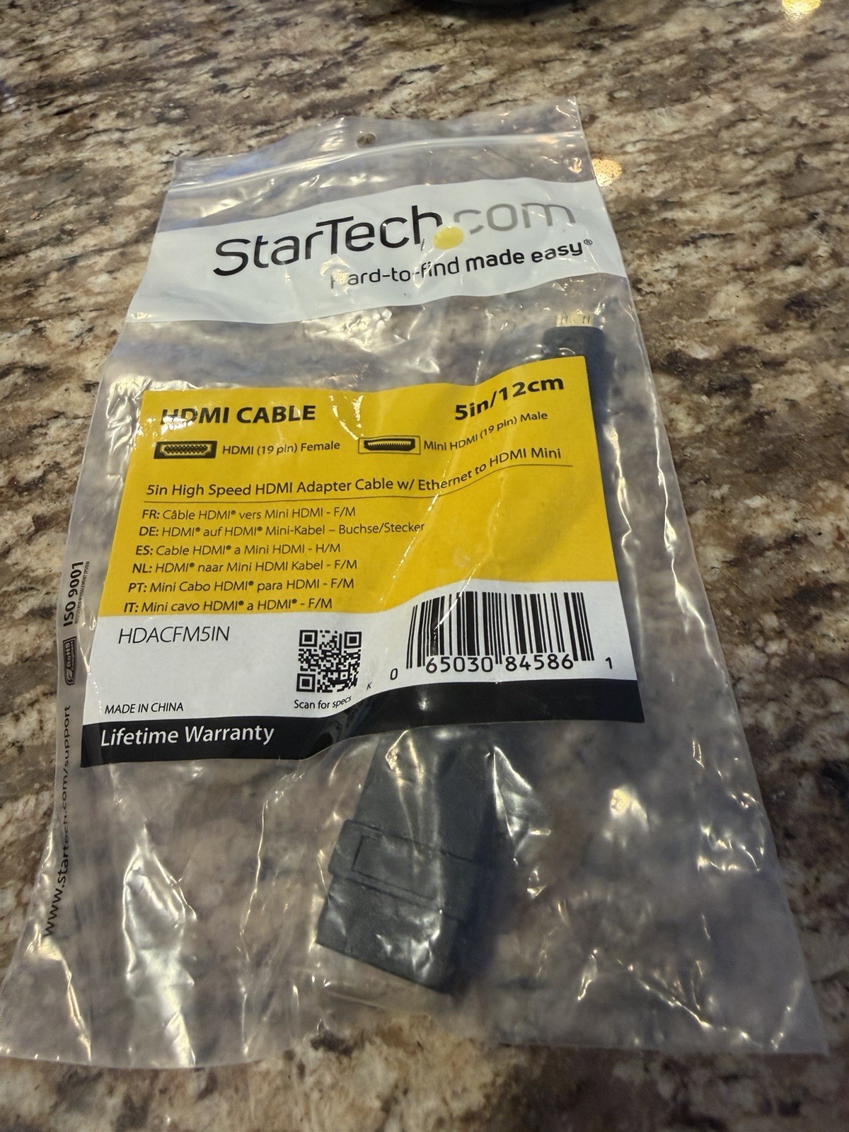 StarTech HDMI Adapter Cable 19pin Female 5in HDACFM5IN