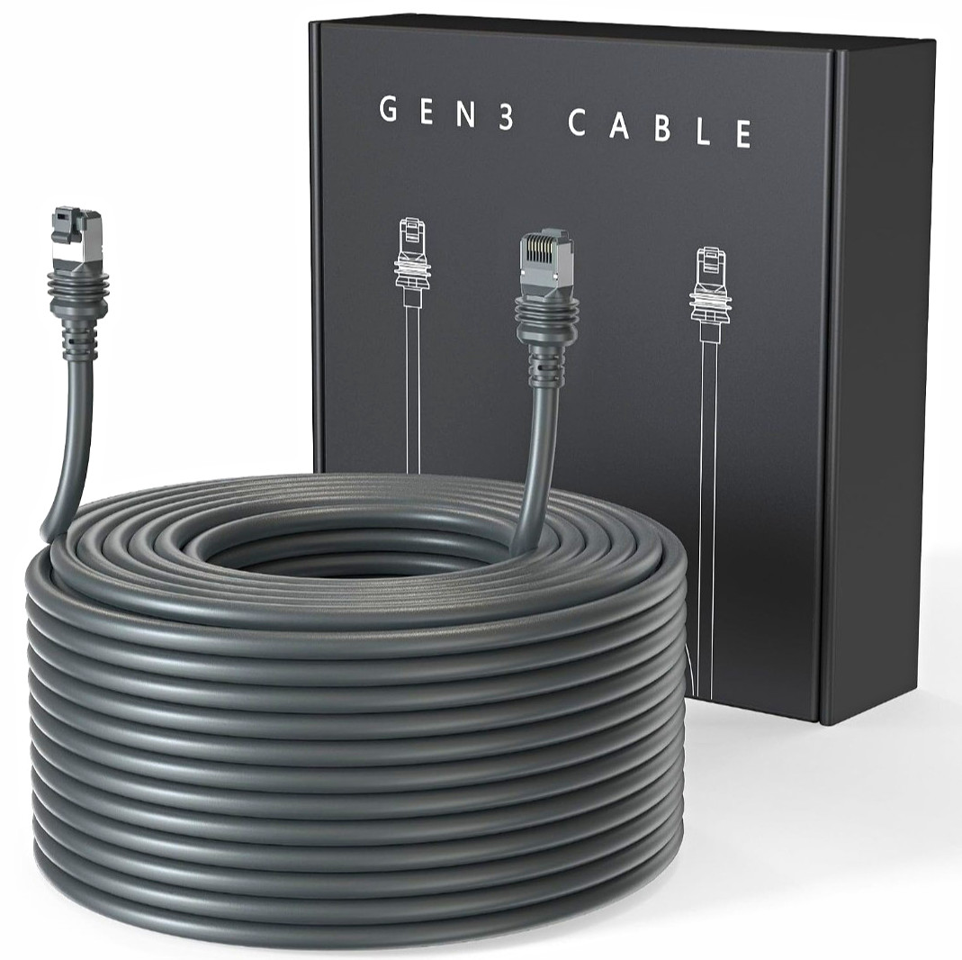 LUCMO Starlink Standard Gen3 100ft RJ45-RJ45 Shielded Outdoor Cable Gray
