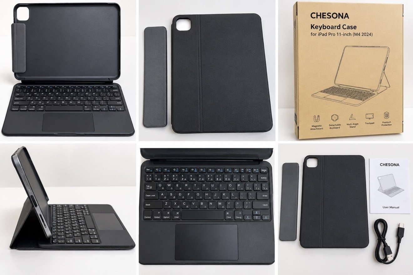 CHESONA Keyboard Case for iPad Pro 11" M4 2024 w/ Trackpad Bluetooth