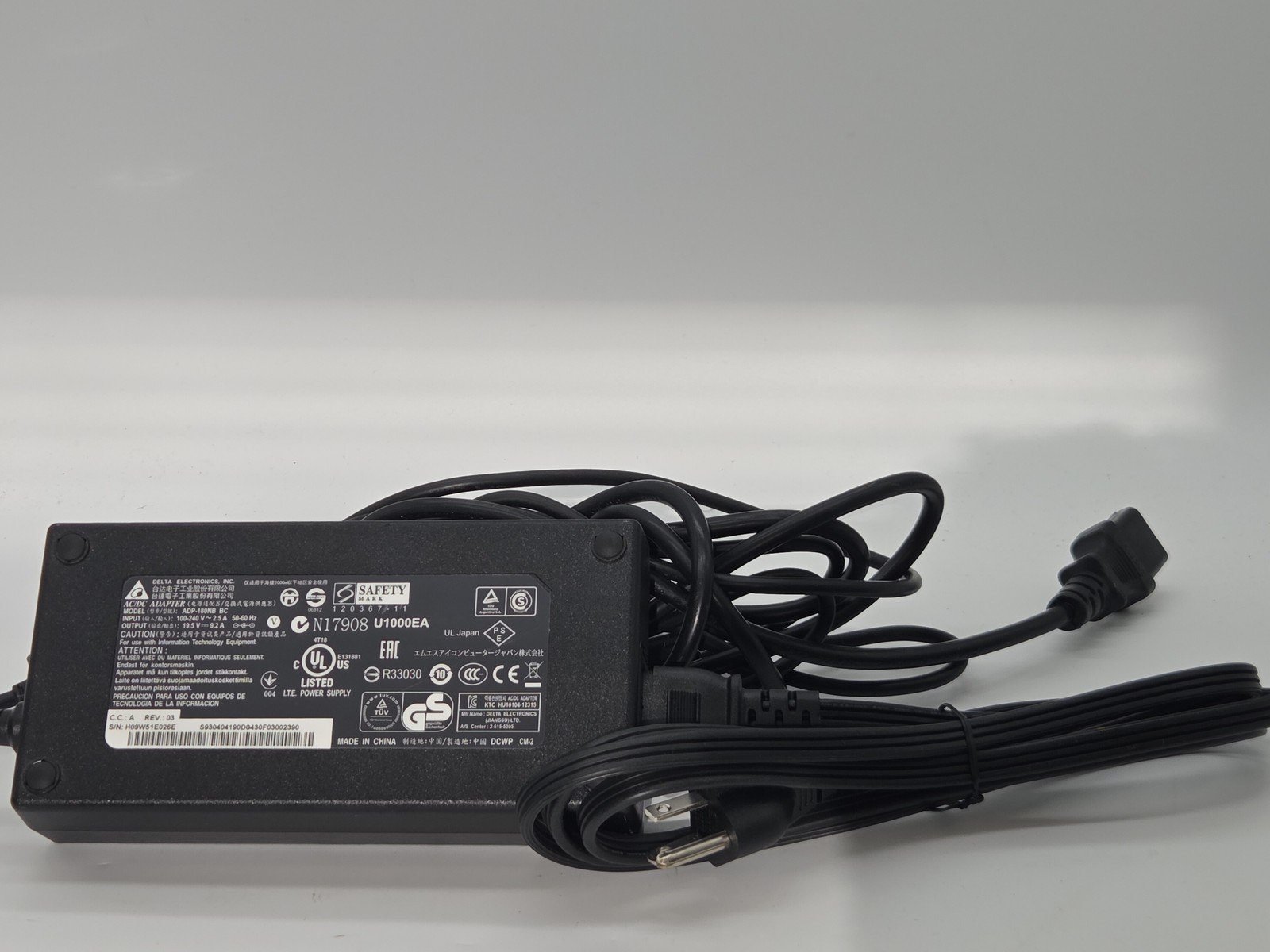Delta for MSI Laptop Charger AC Adapter Power Suply ADP-180NB BC 19.5V 9.2A 180W
