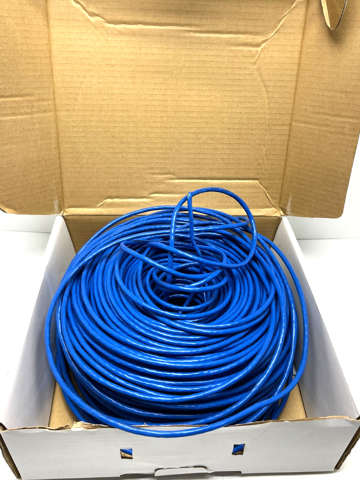 CAT5e CABLE  WIRE BULK ETHERNET NETWORK BLUE 24AWG Almost full box CMG 