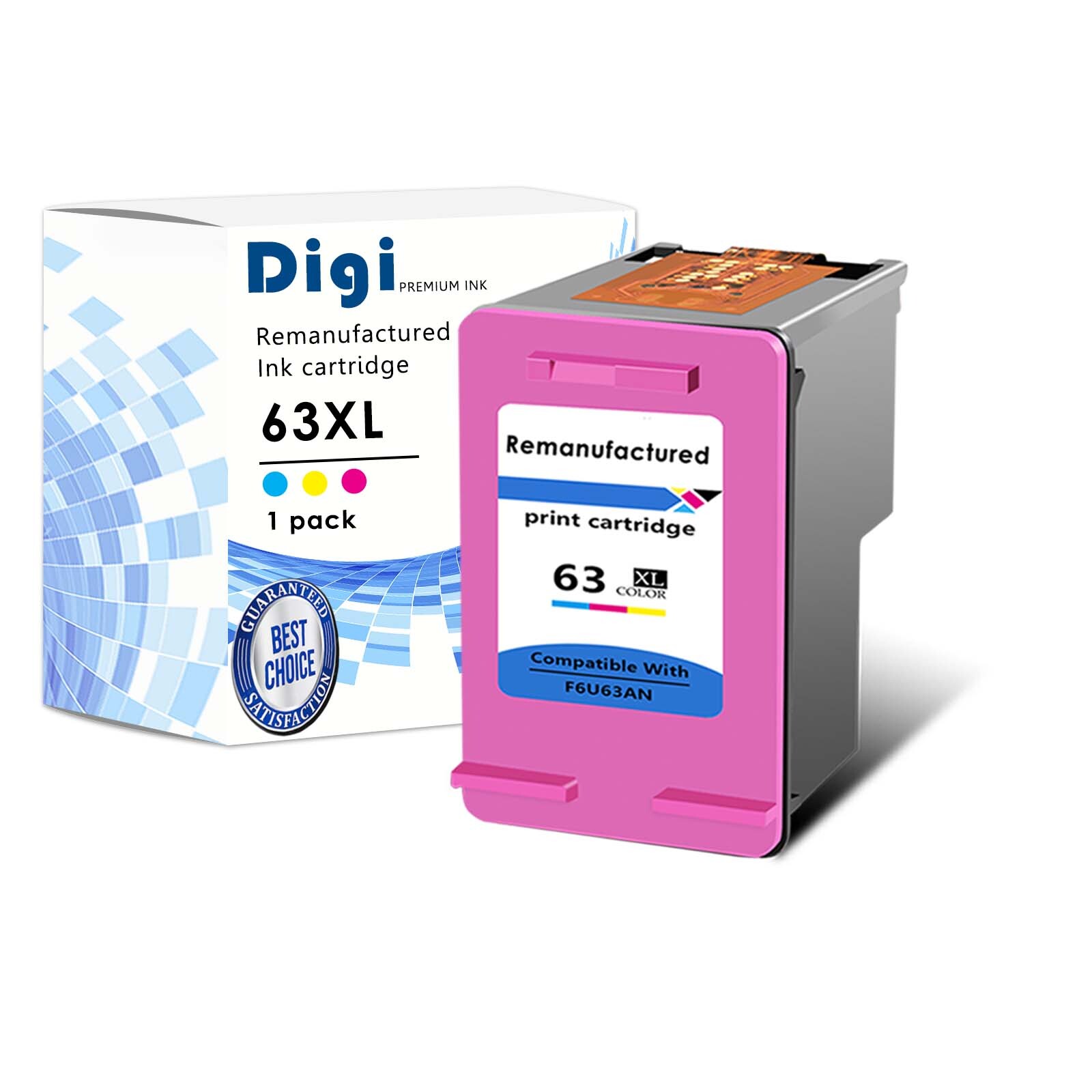 1PK 63XL refilled Color Ink Cartridge for HP OfficeJet 3830 3831 DeskJet 1112 US