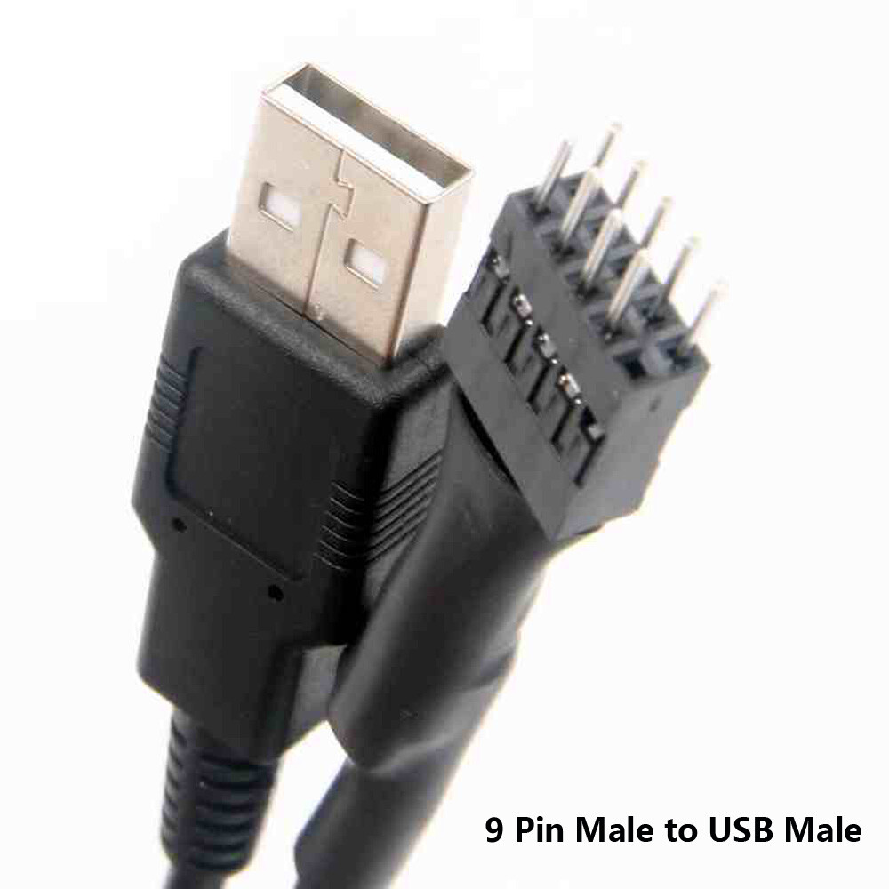USB-A 2.0 Male to 9-Pin Female USB Header Motherboard Cable 20cm，30cm，50cm，100cm