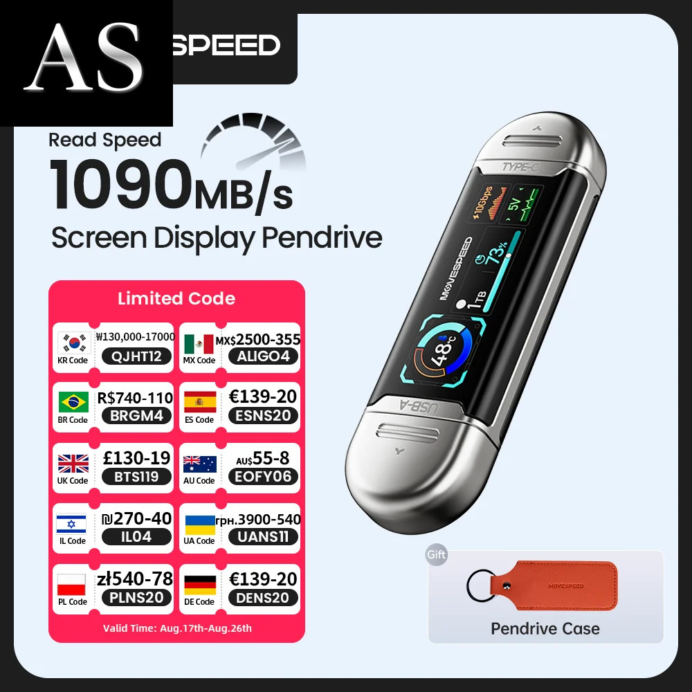 MOVESPEED SU10 1090Mb/S Solid State Pendrive 2TB 1TB 512GB 256GB 128GB LCD