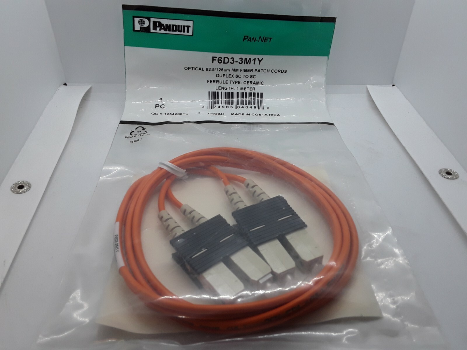 Panduit Fiber Optic Cable Patch Cords F6D3-3M1Y Duplex SC to SC (1 meter)